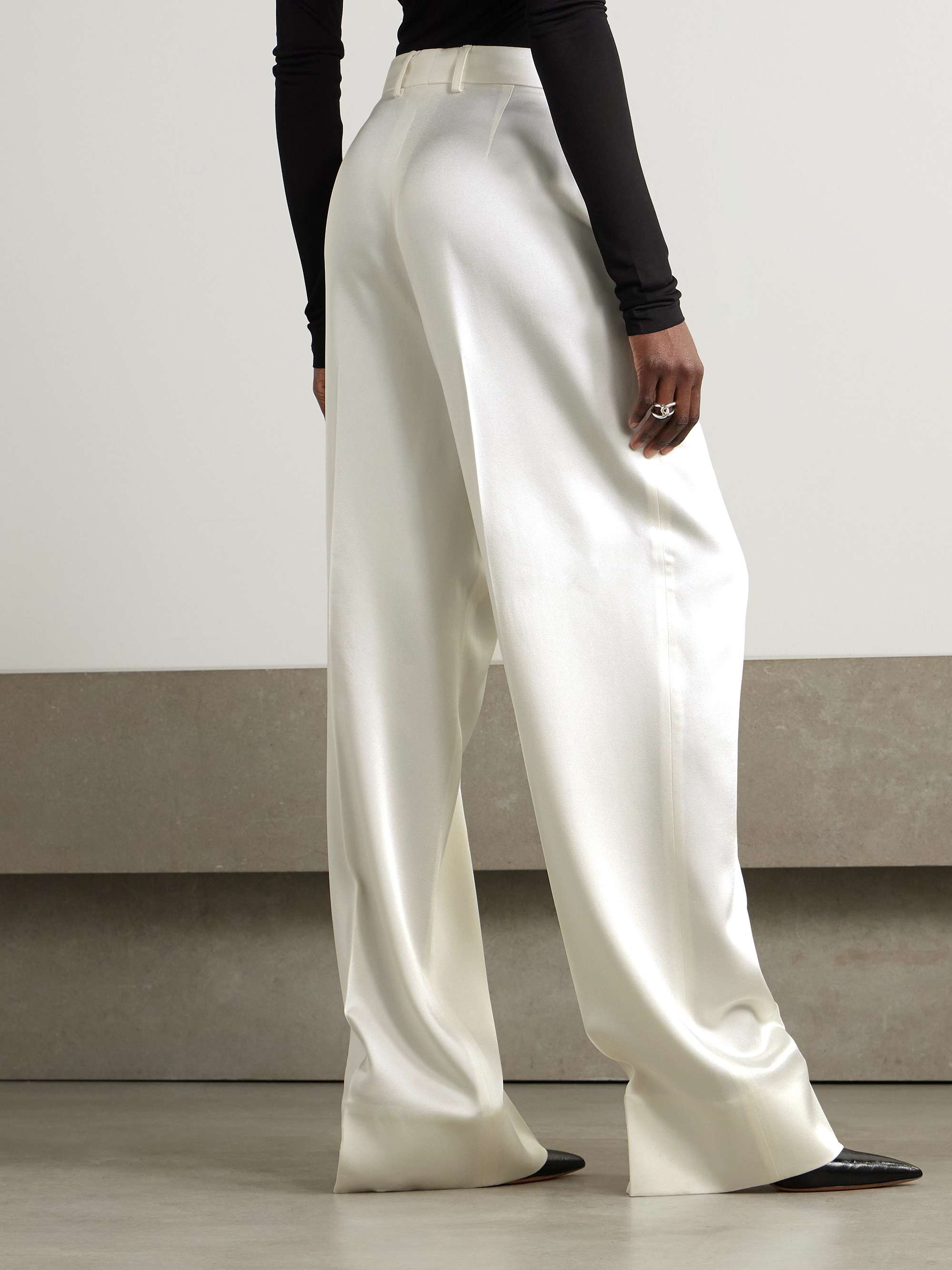 Wide-leg pleated crepe pants view