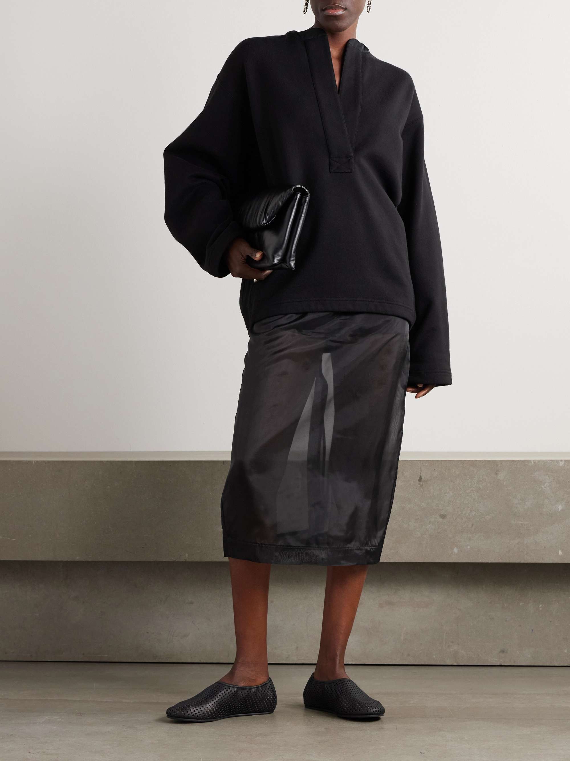 Crepe-trimmed cotton-jersey sweatshirt view