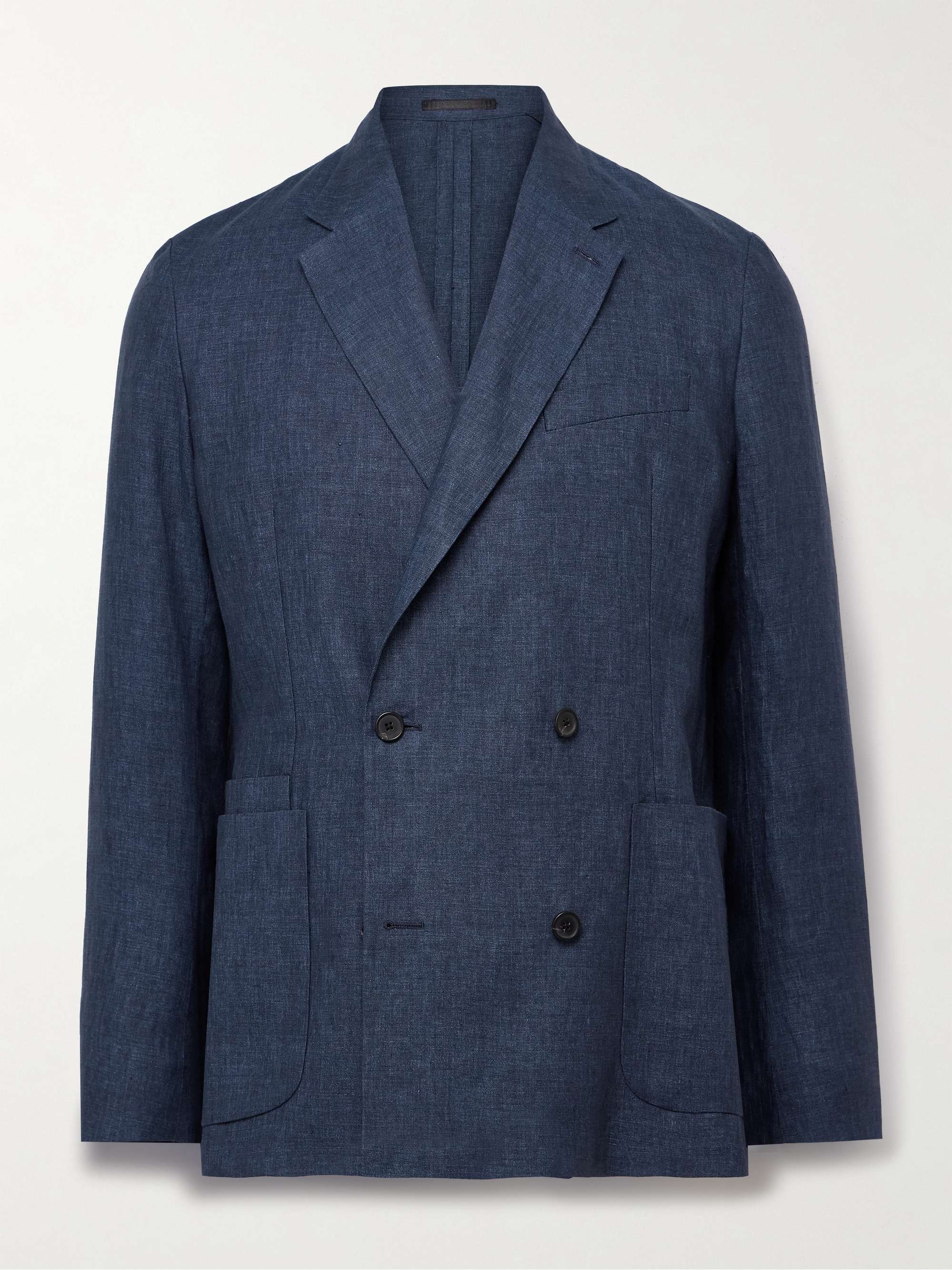 Delave Unstructured Double-Breasted Linen Blazer hero visual