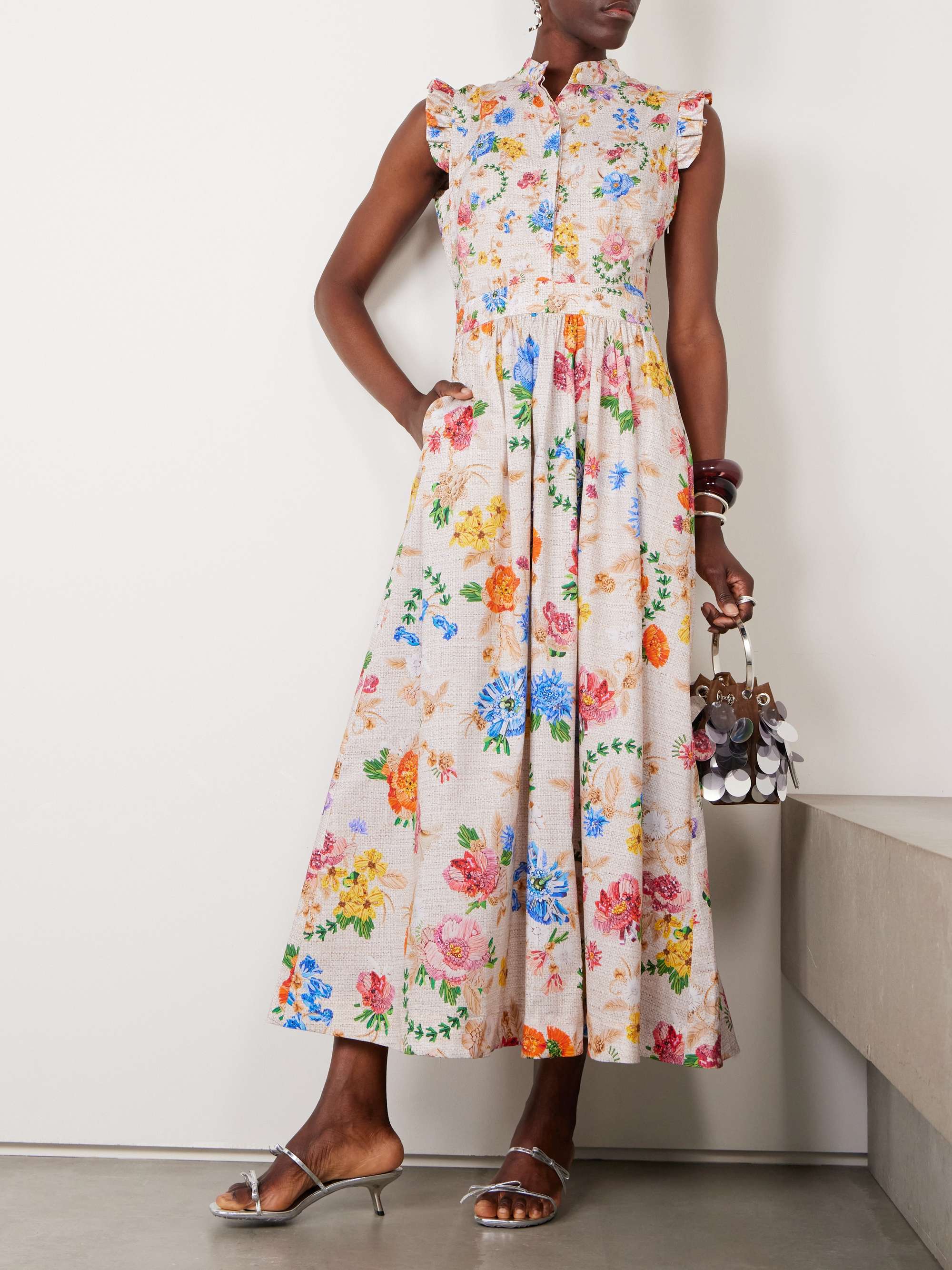Sezanne floral-print cotton-poplin midi dress view