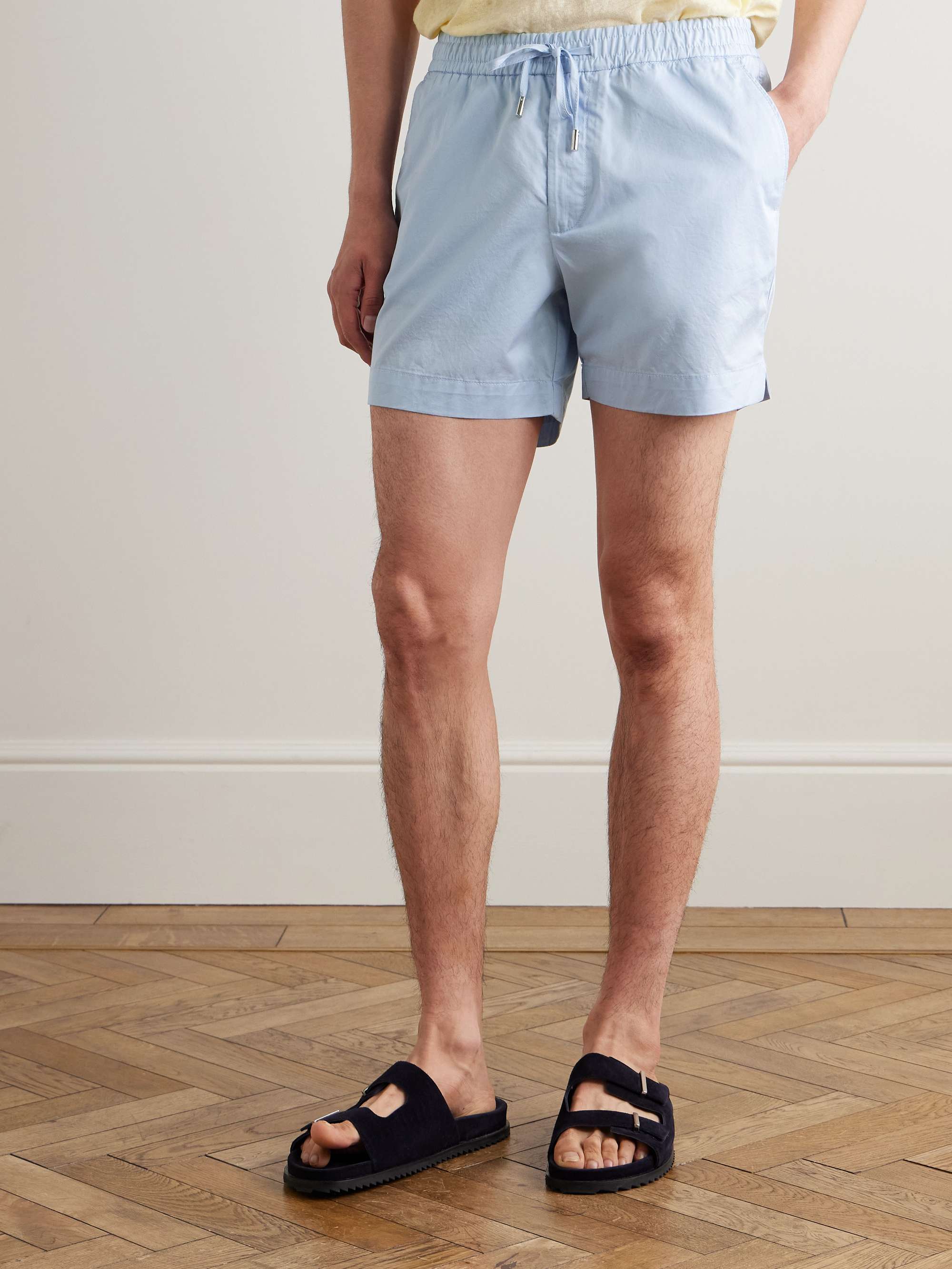 Straight-Leg Organic Cotton-Poplin Drawstring Shorts view
