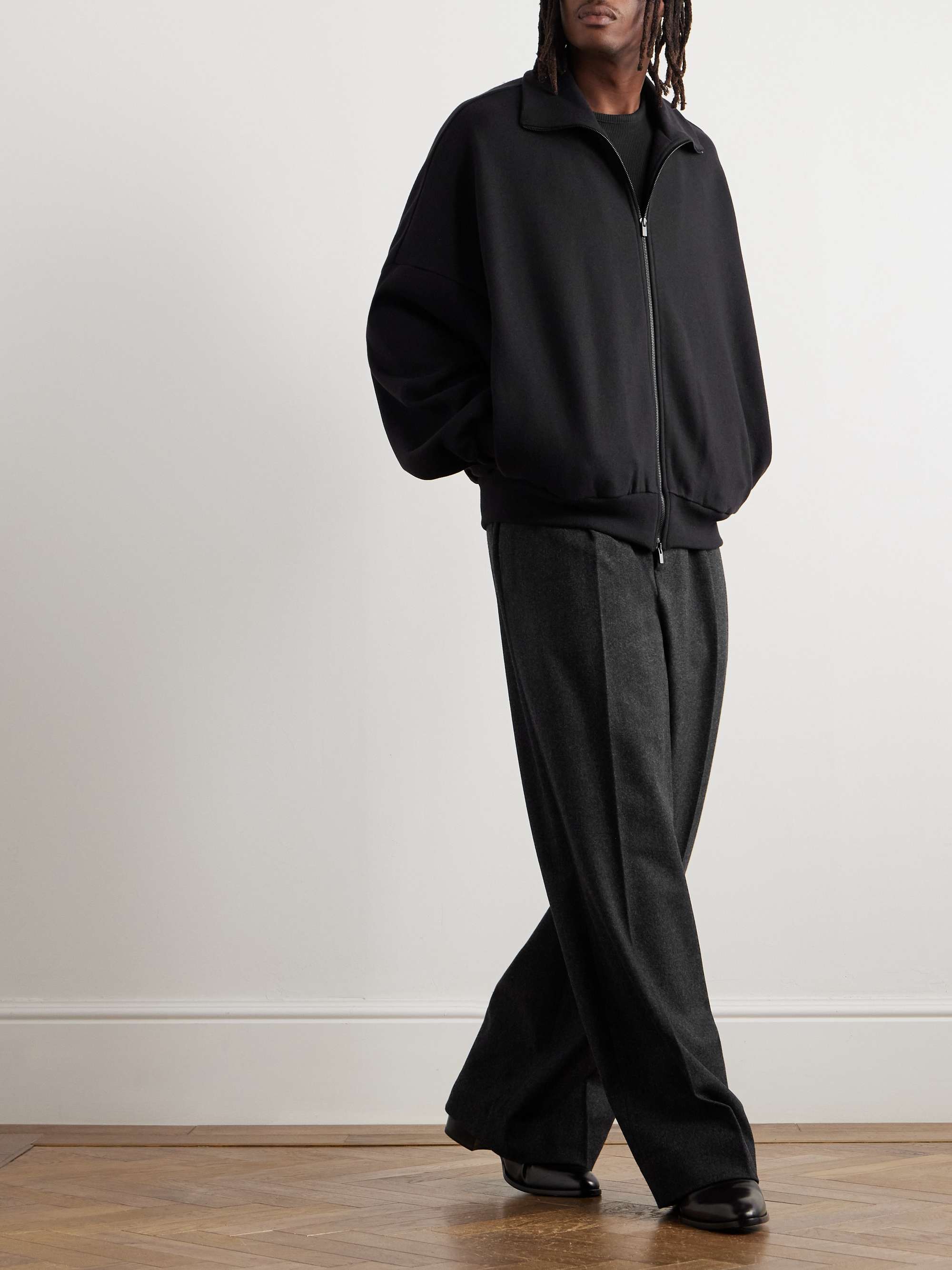 Logo-Appliquéd Cotton and Wool-Blend Terry Track Jacket view