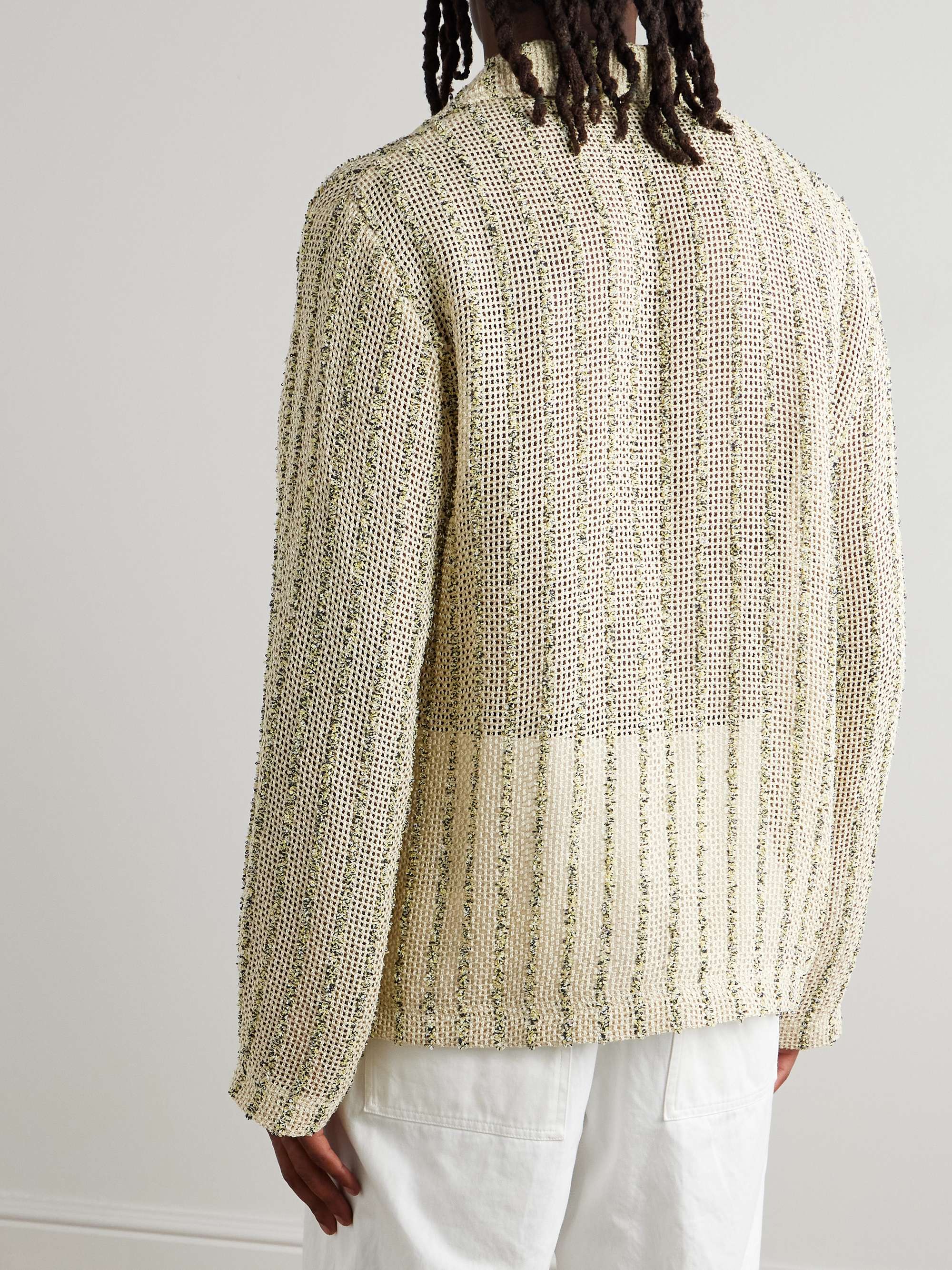 Marquis Oversized Striped Open-Knit Bouclé Polo Shirt view