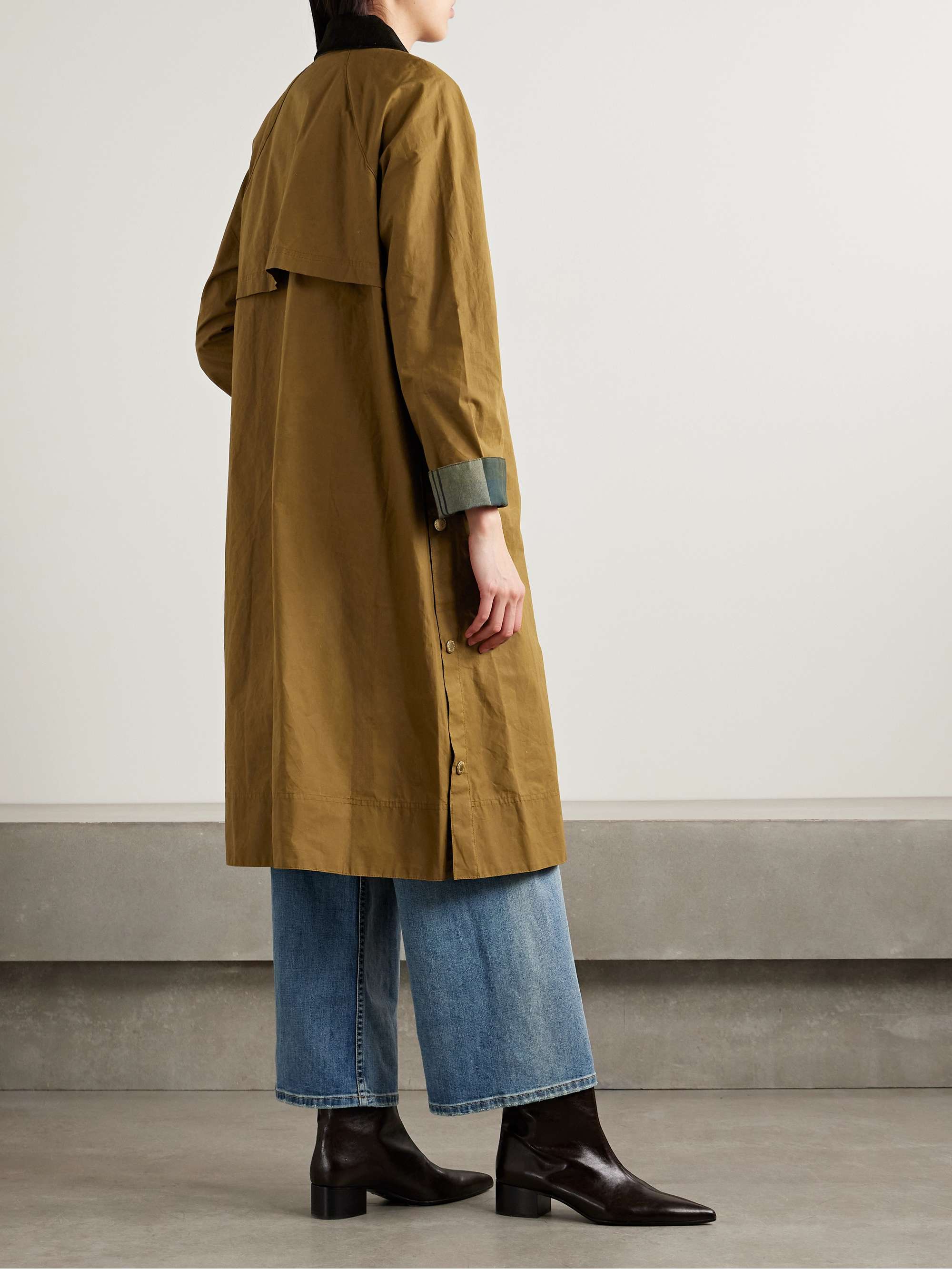 Ettie corduroy-trimmed waxed-cotton jacket view