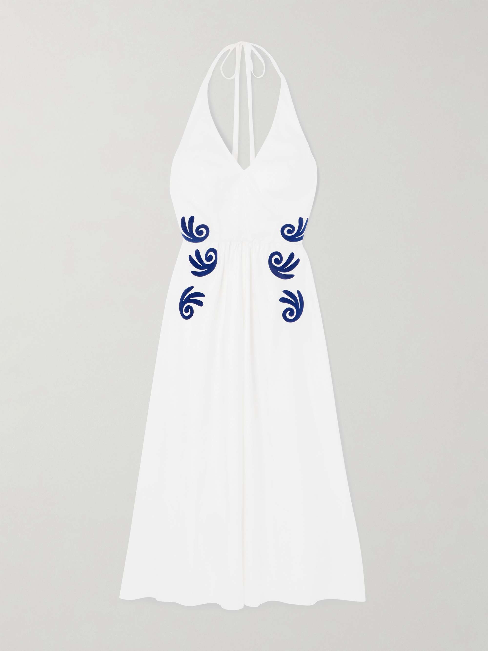 Leucothea flocked cotton-poplin halterneck midi dress hero visual