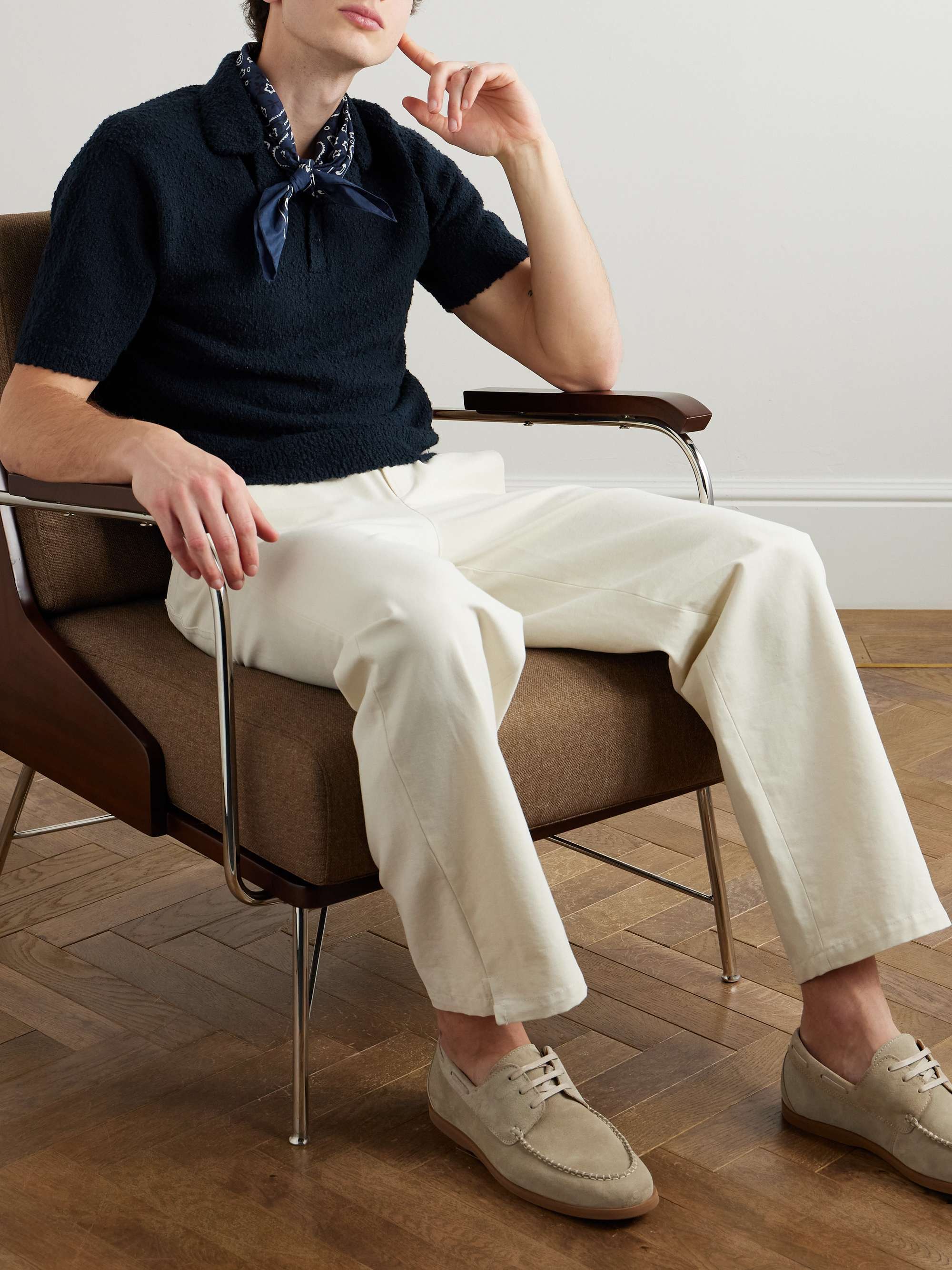 Organic Cotton-Blend Bouclé Polo Shirt view