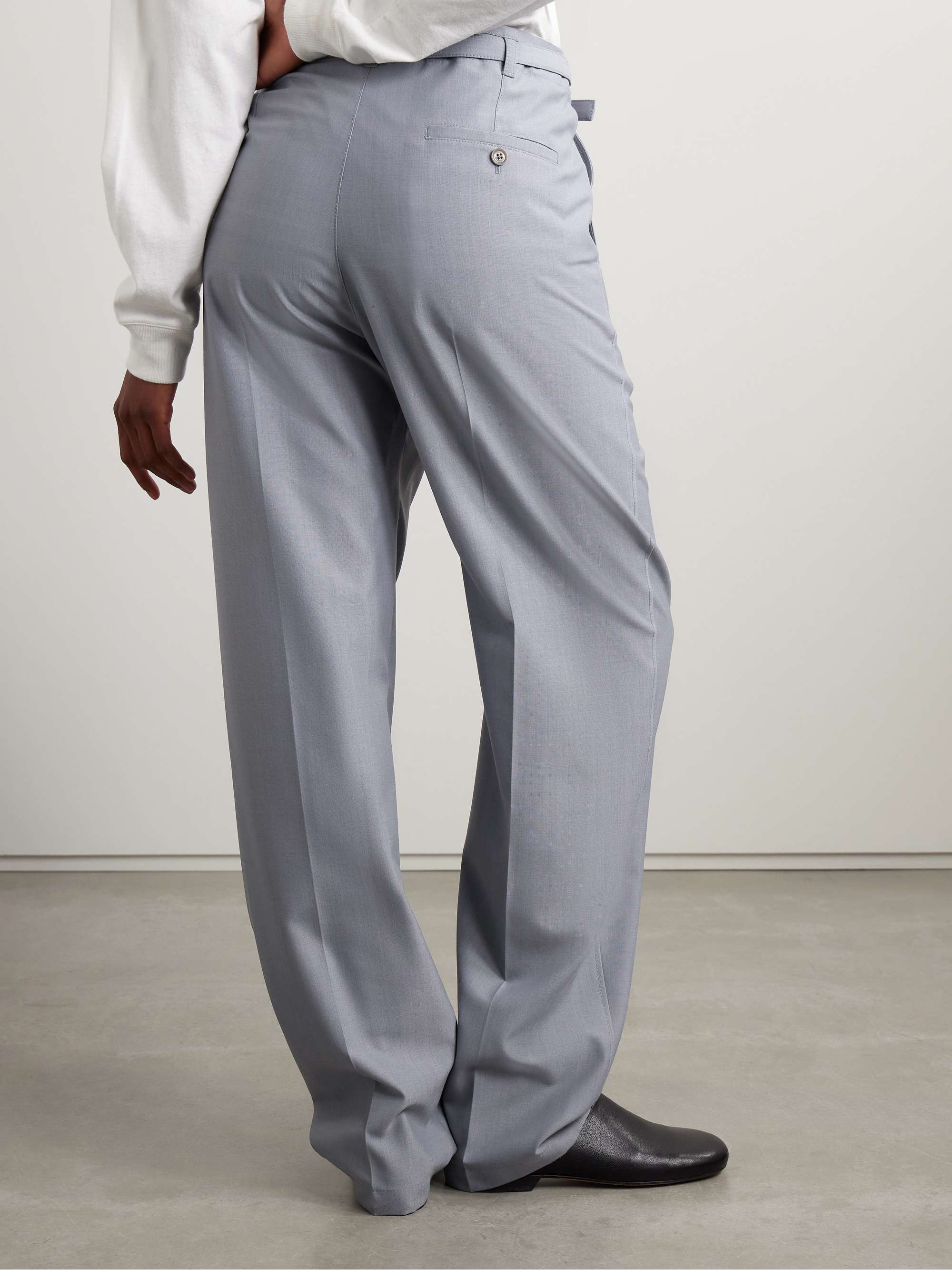 Belted woven straight-leg pants view