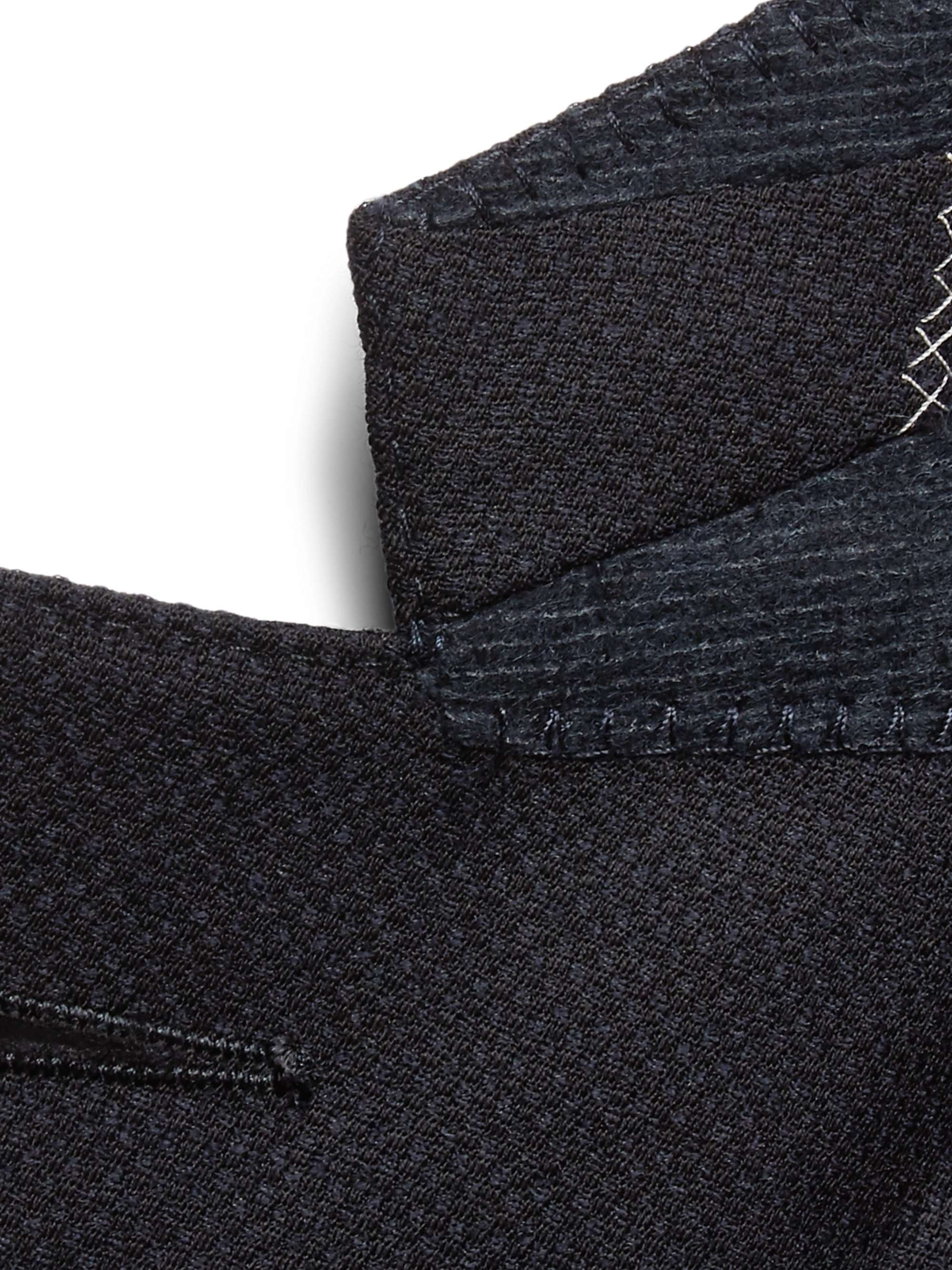 Navy 10-Pocket Stretch Wool and Silk-Blend Blazer view
