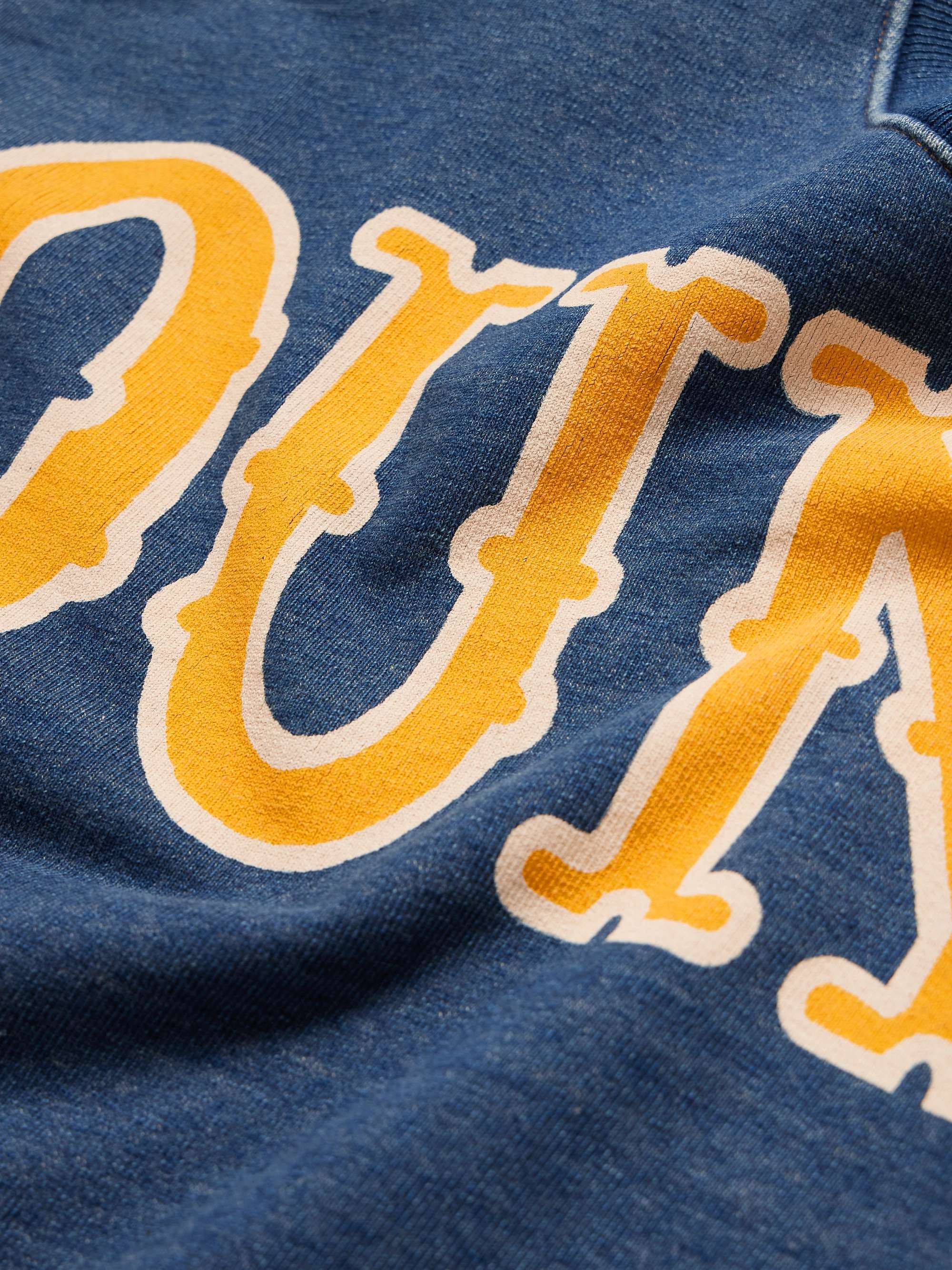 Denim-Trimmed Logo-Print Cotton-Jersey Sweatshirt view