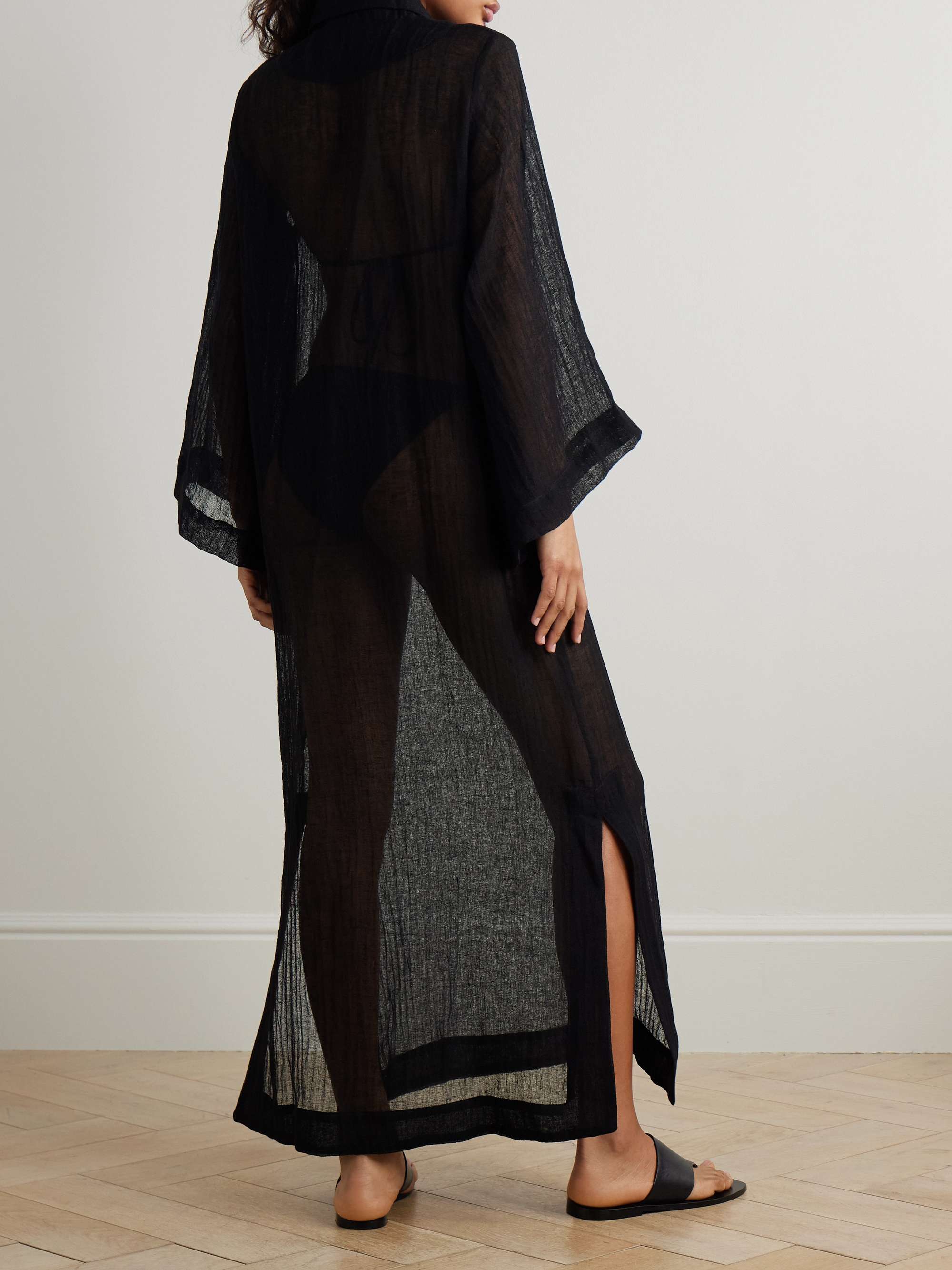 Linen-blend gauze kaftan view
