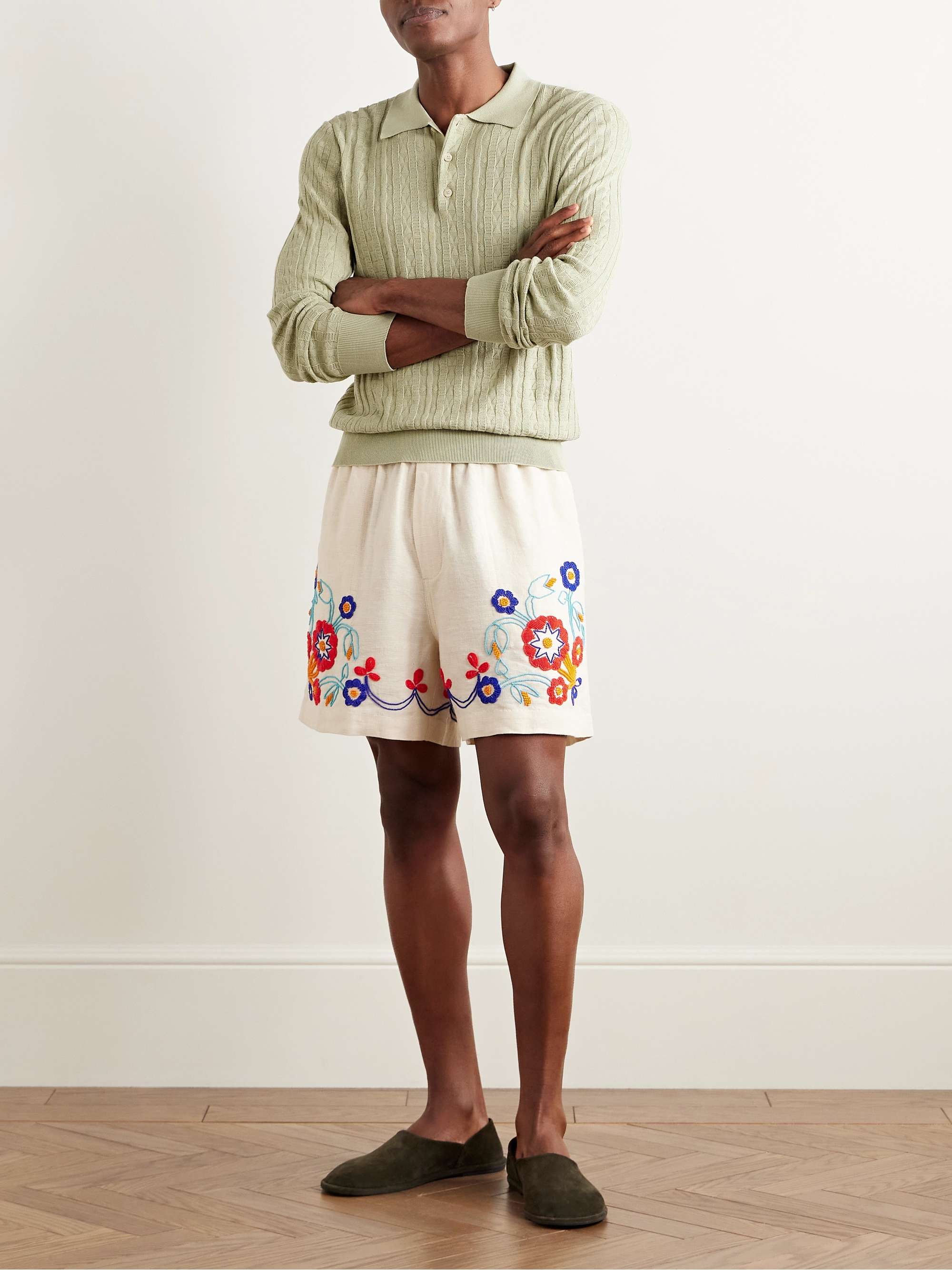 Slim-Fit Pointelle-Knit Silk and Cotton-Blend Polo Shirt view