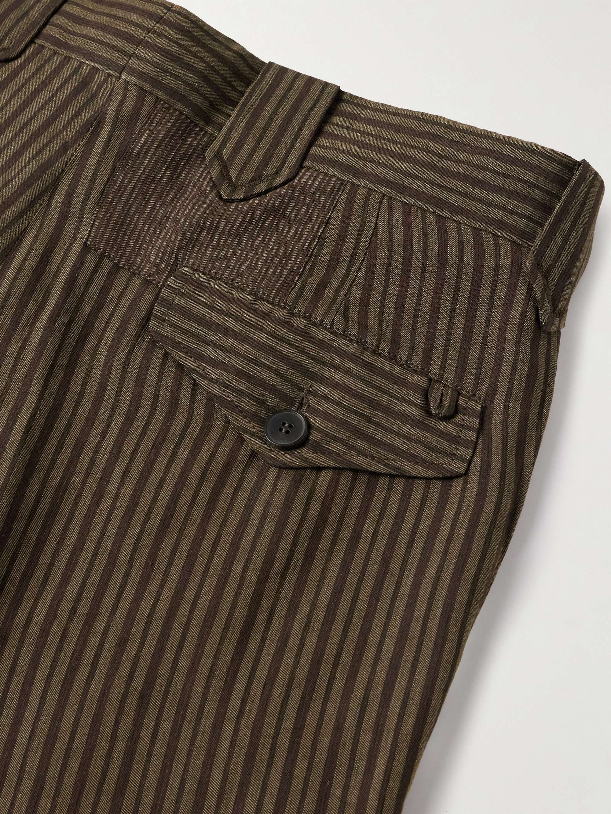 Robot March Straight-Leg Panelled Striped Linen-Blend Twill Trousers view