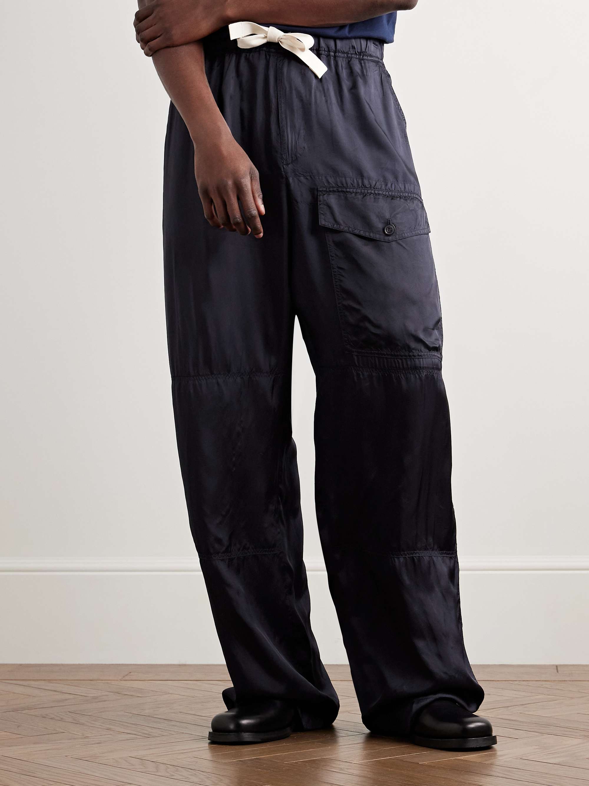 Pannoch Wide-Leg Satin Drawstring Cargo Trousers view