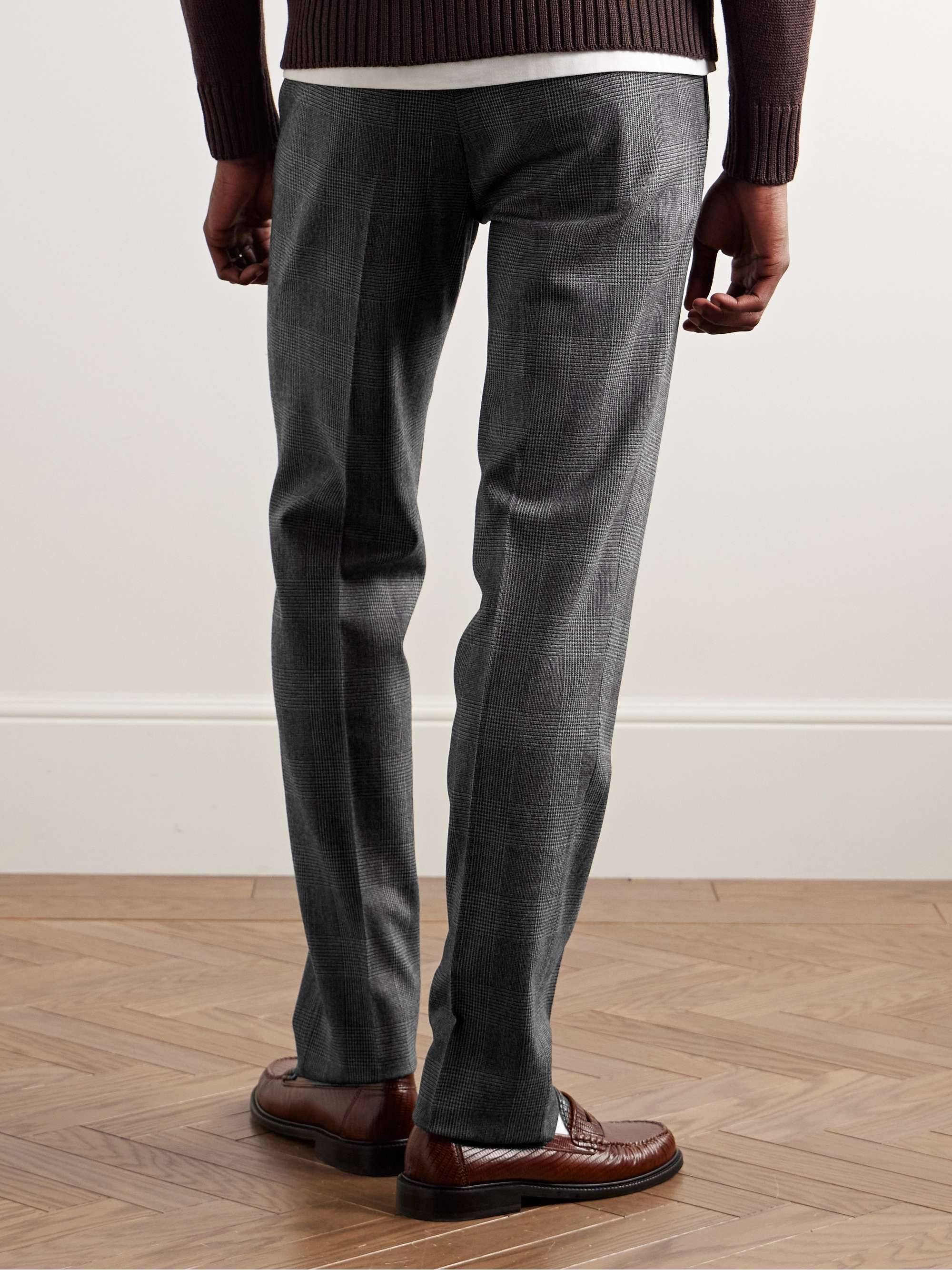 Venezia 1951 Slim-Fit Pleated Prince of Wales Checked Virgin Wool-Blend Trousers view