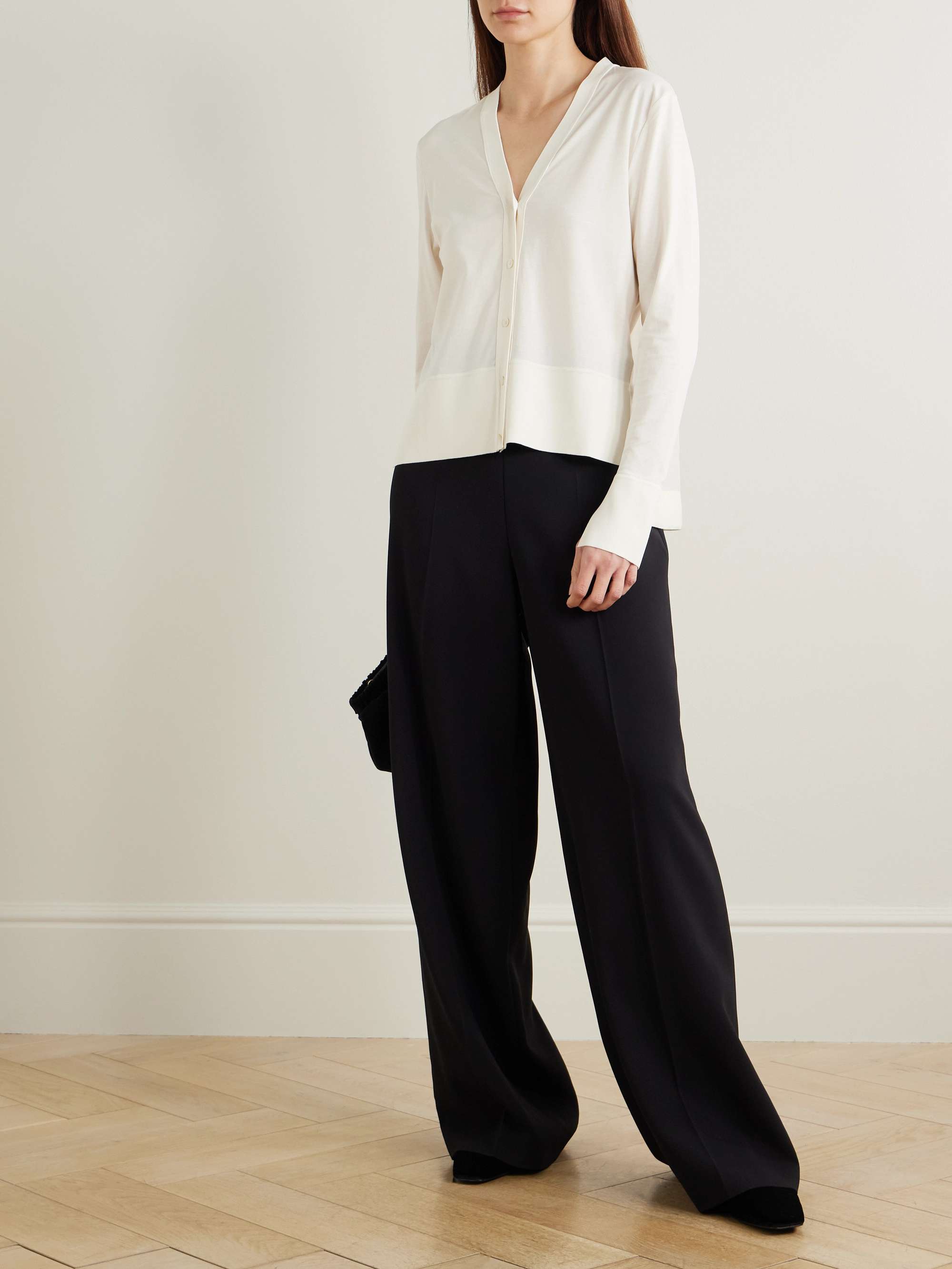 Cotton and silk-blend and silk-habotai cardigan view