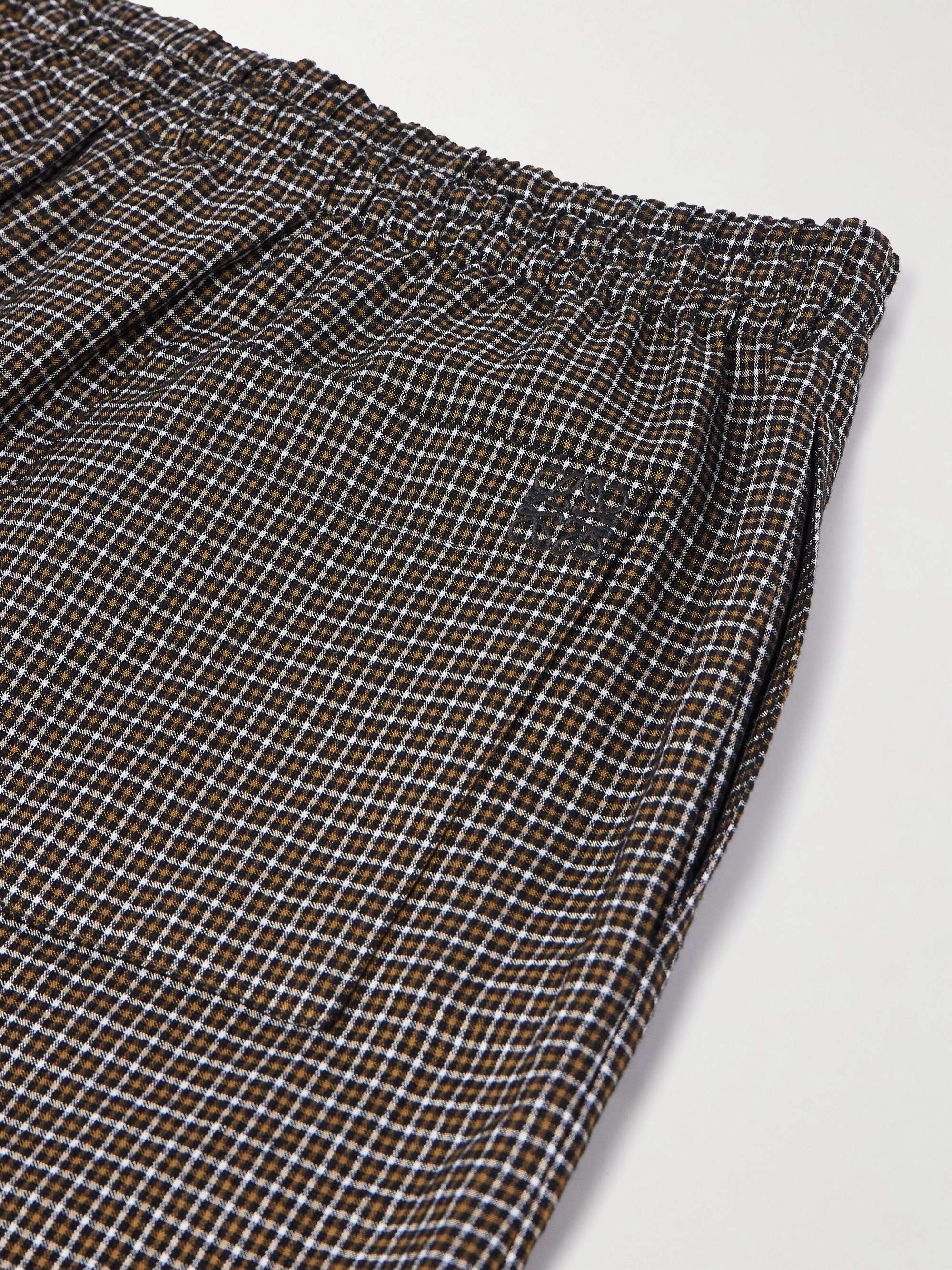 + Paula's Ibiza Wide-Leg Checked Gauze Drawstring Shorts view