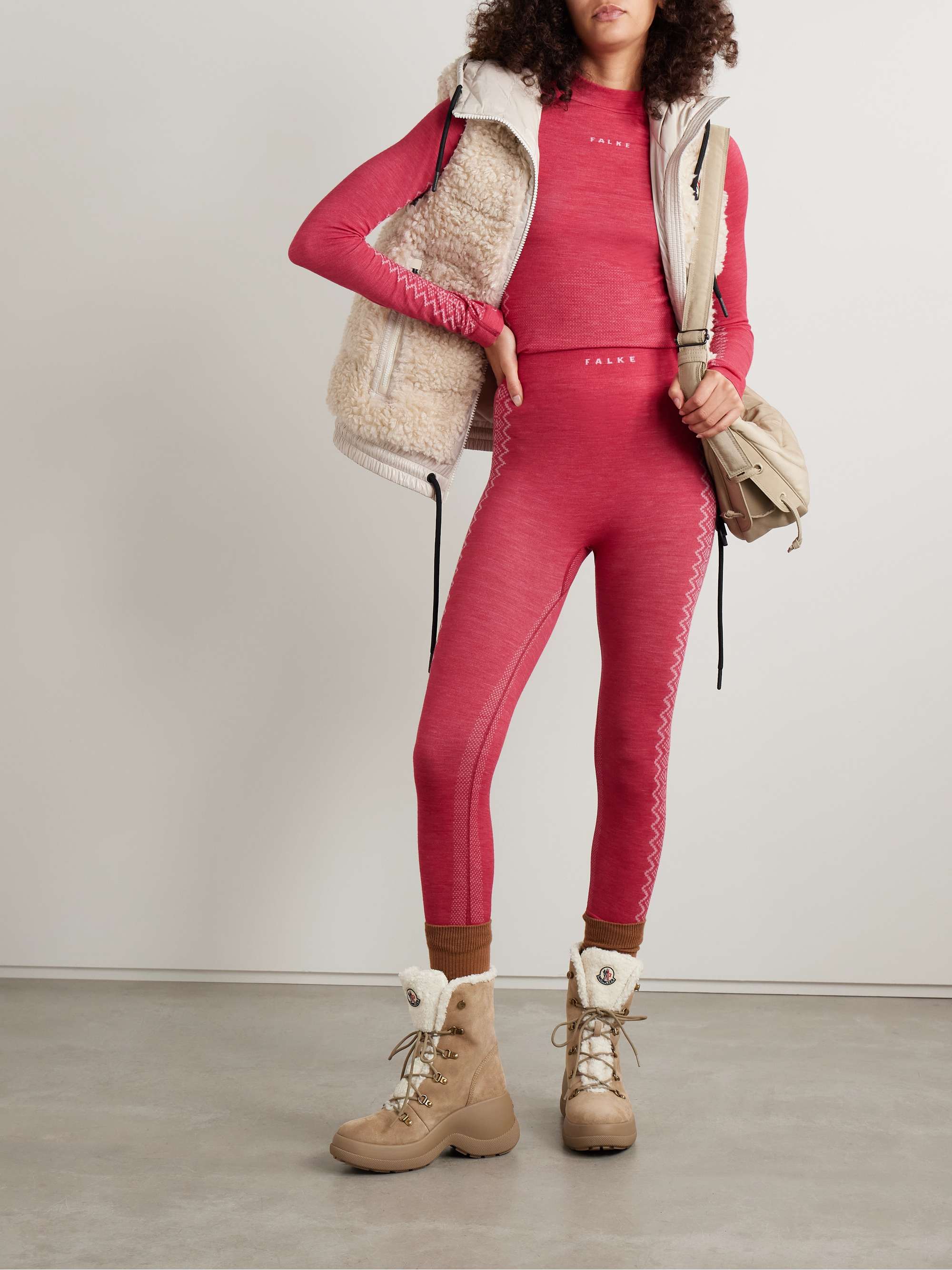 Nordic cropped jacquard-knit wool-blend leggings view