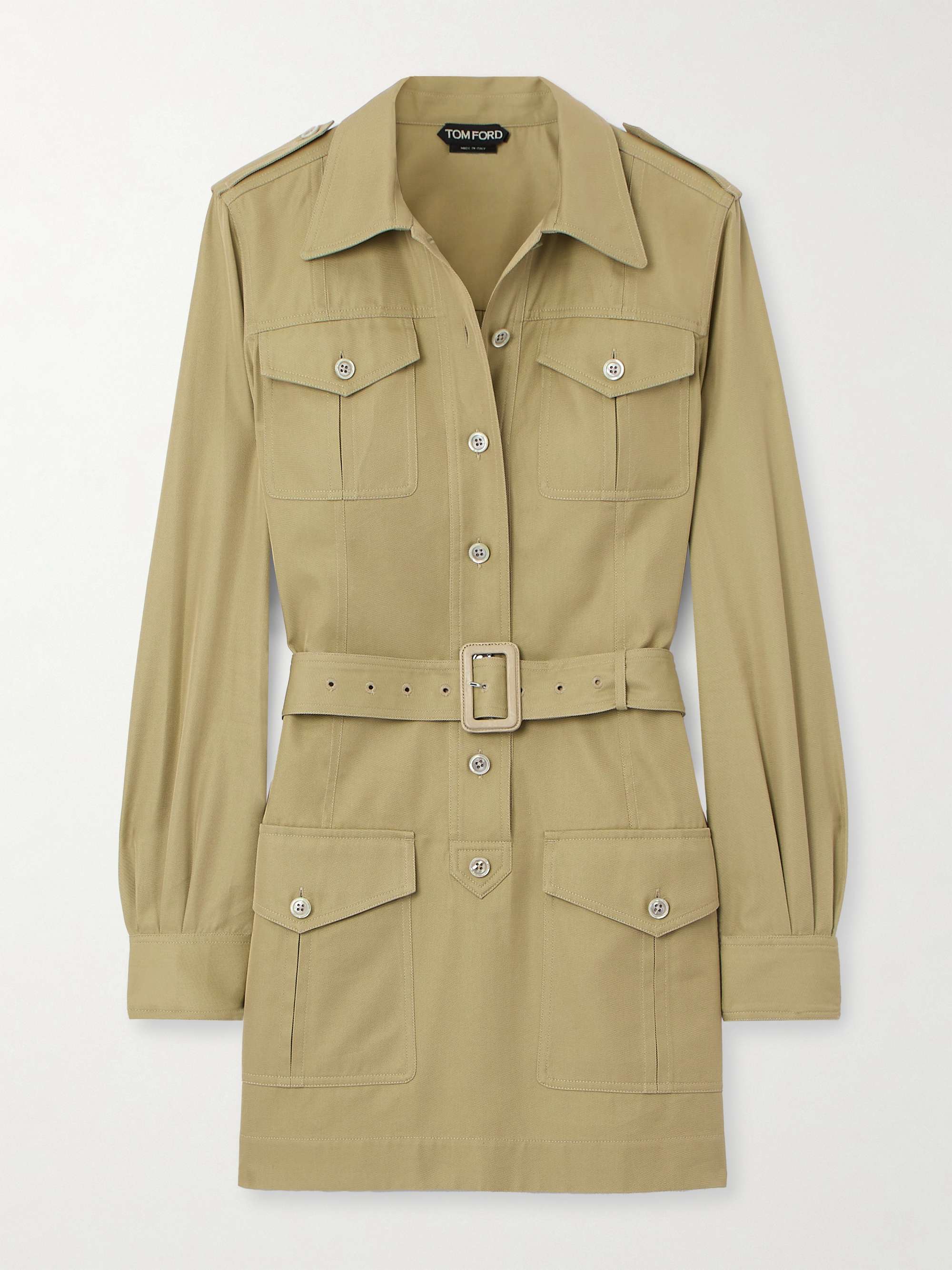 Belted cotton and silk-blend twill mini dress hero visual
