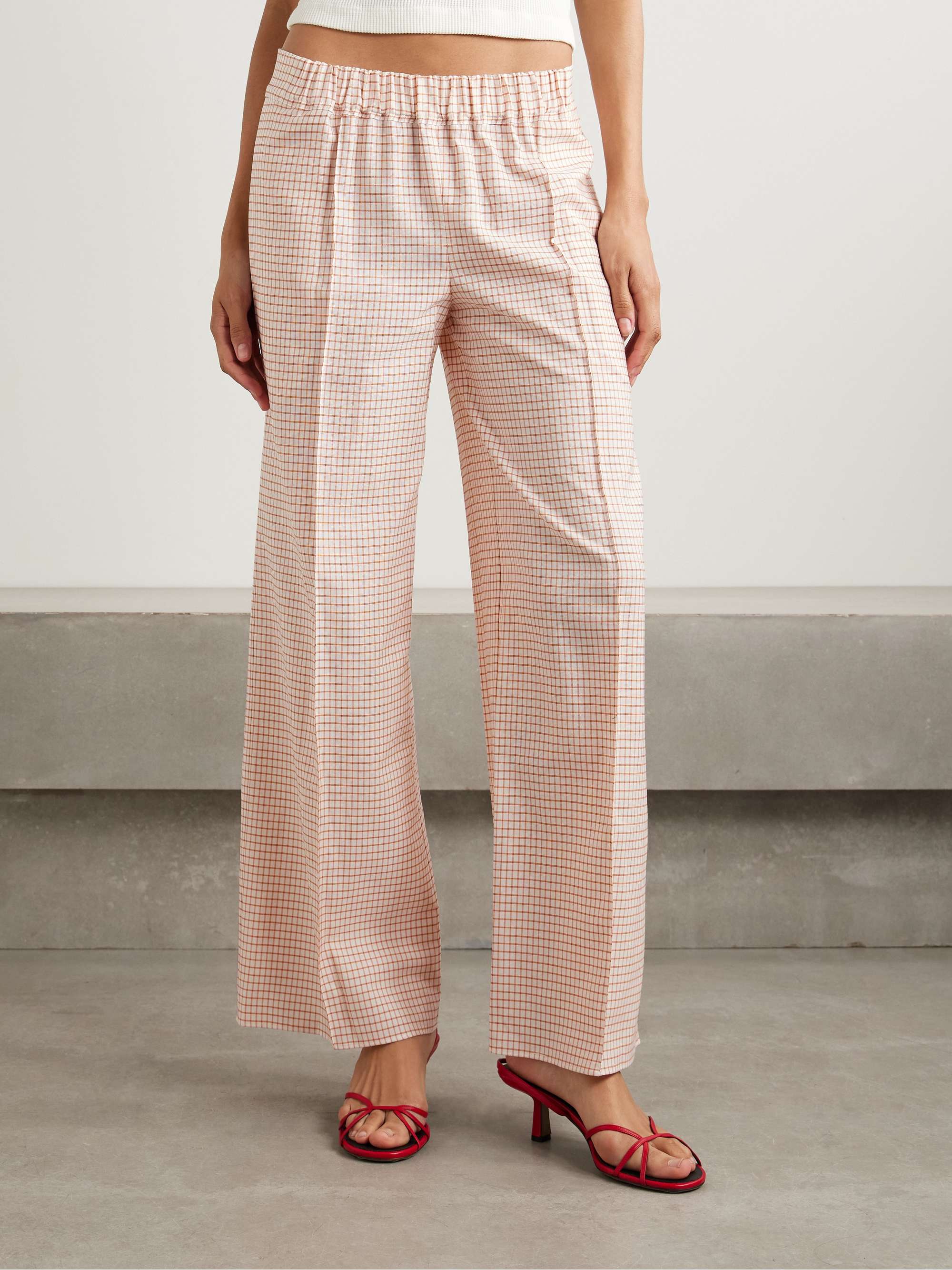 Poloma checked wool and cotton-blend wide-leg pants view