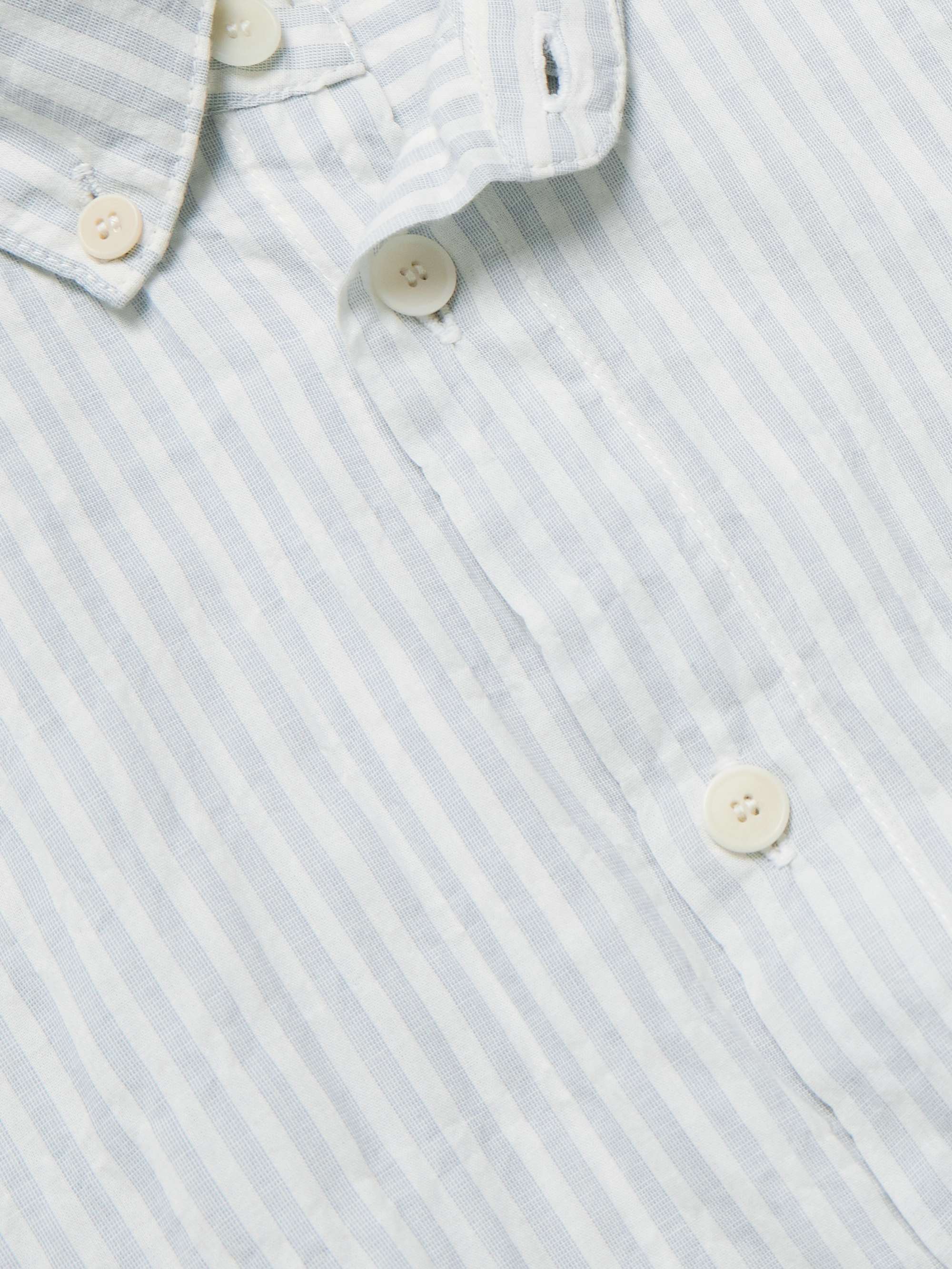 Button-Down Collar Striped Cotton-Blend Seersucker Shirt view