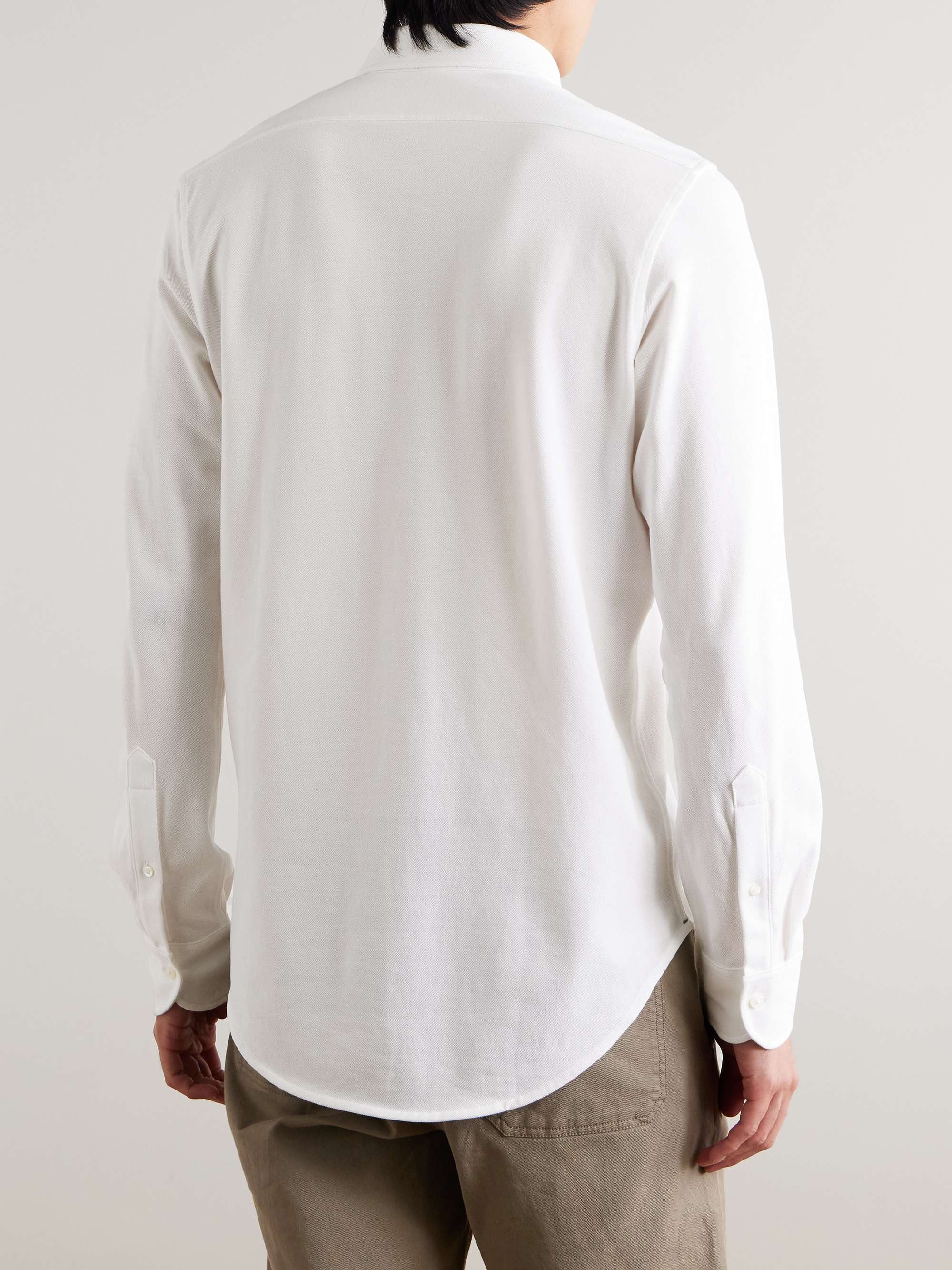 Button-Down Collar Pima Cotton-Piqué Half-Placket Shirt view