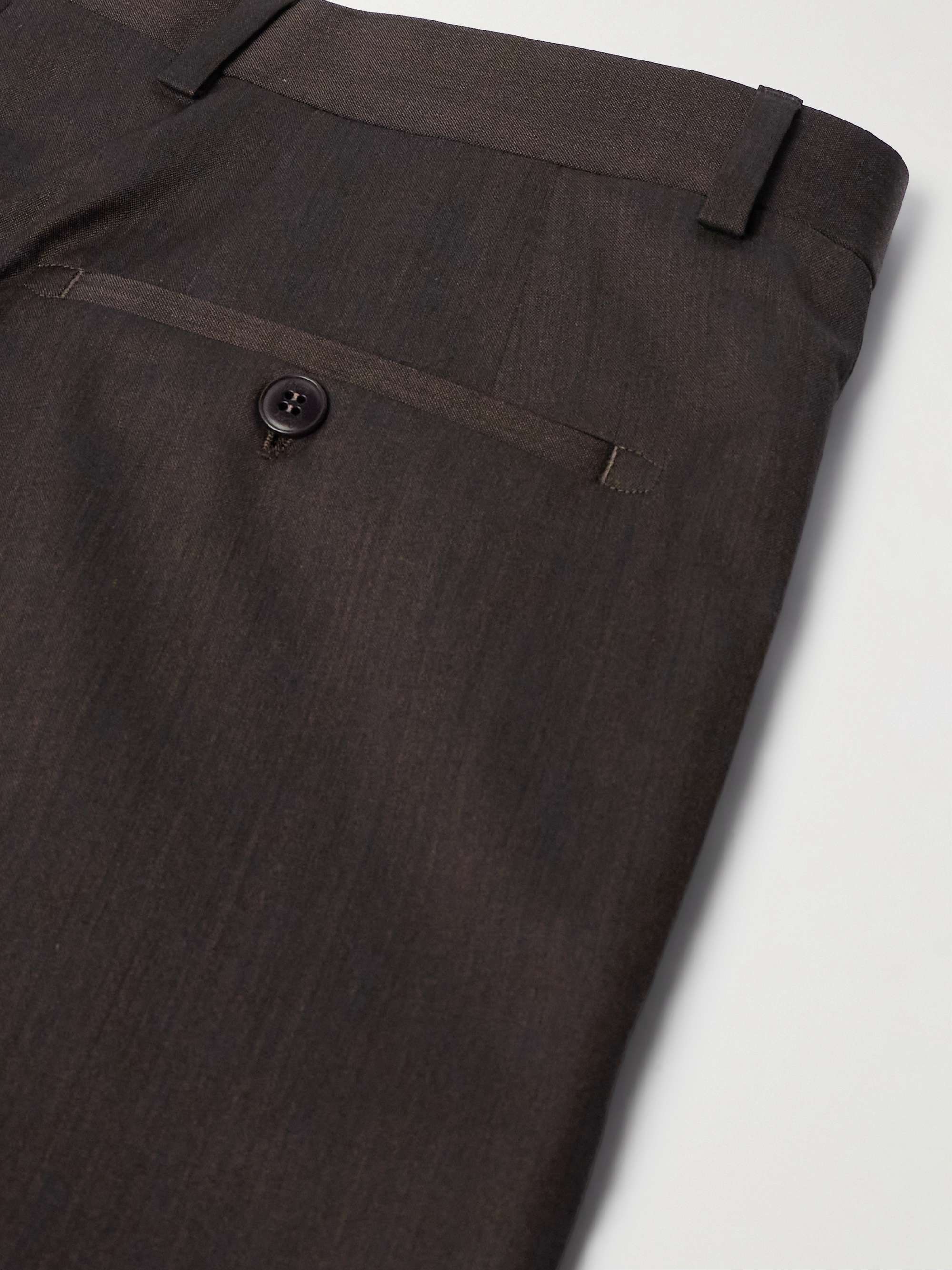 Capri Wide-Leg Pleated Wool-Blend Trousers view