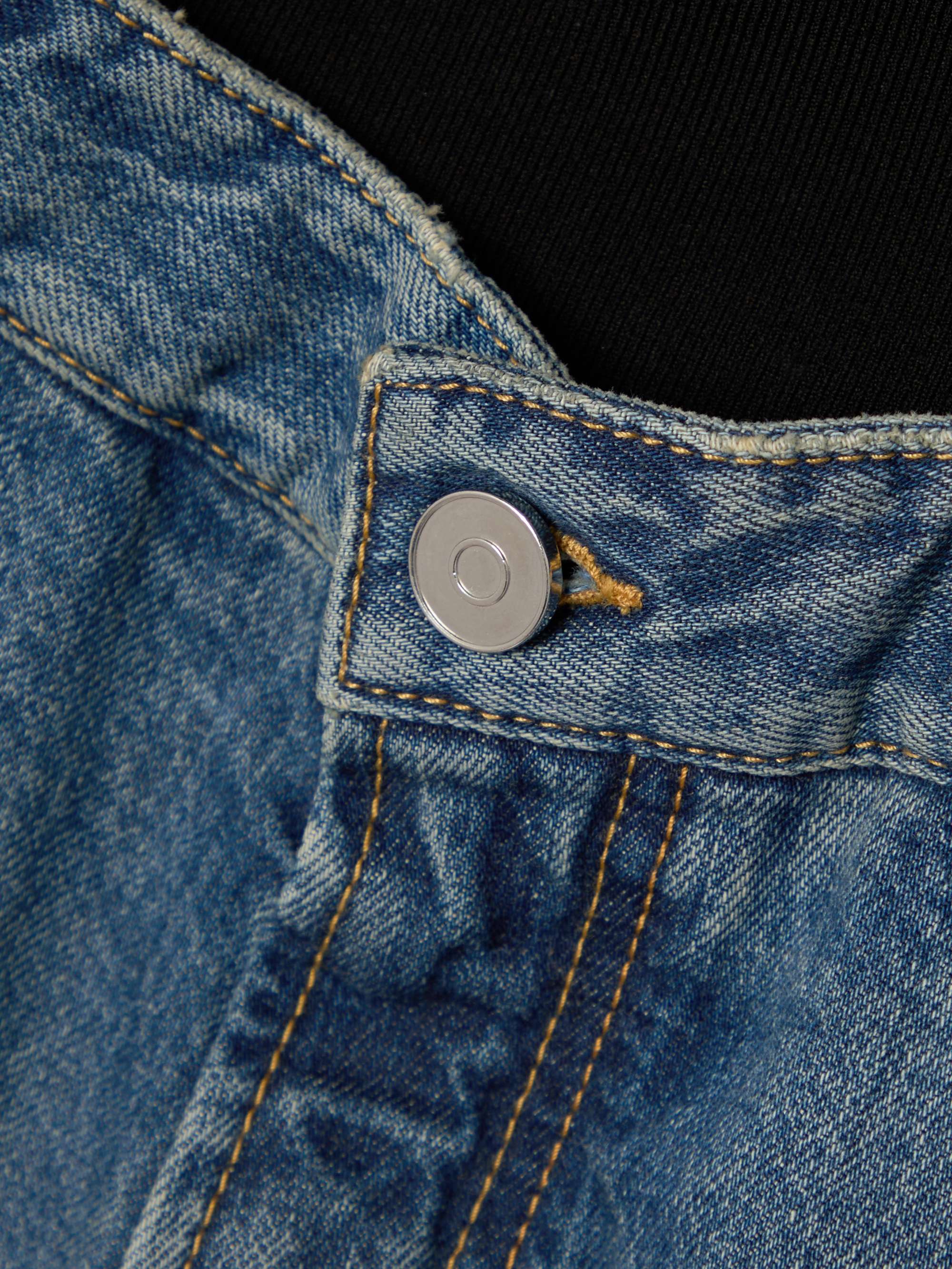 Jersey-trimmed denim shorts view