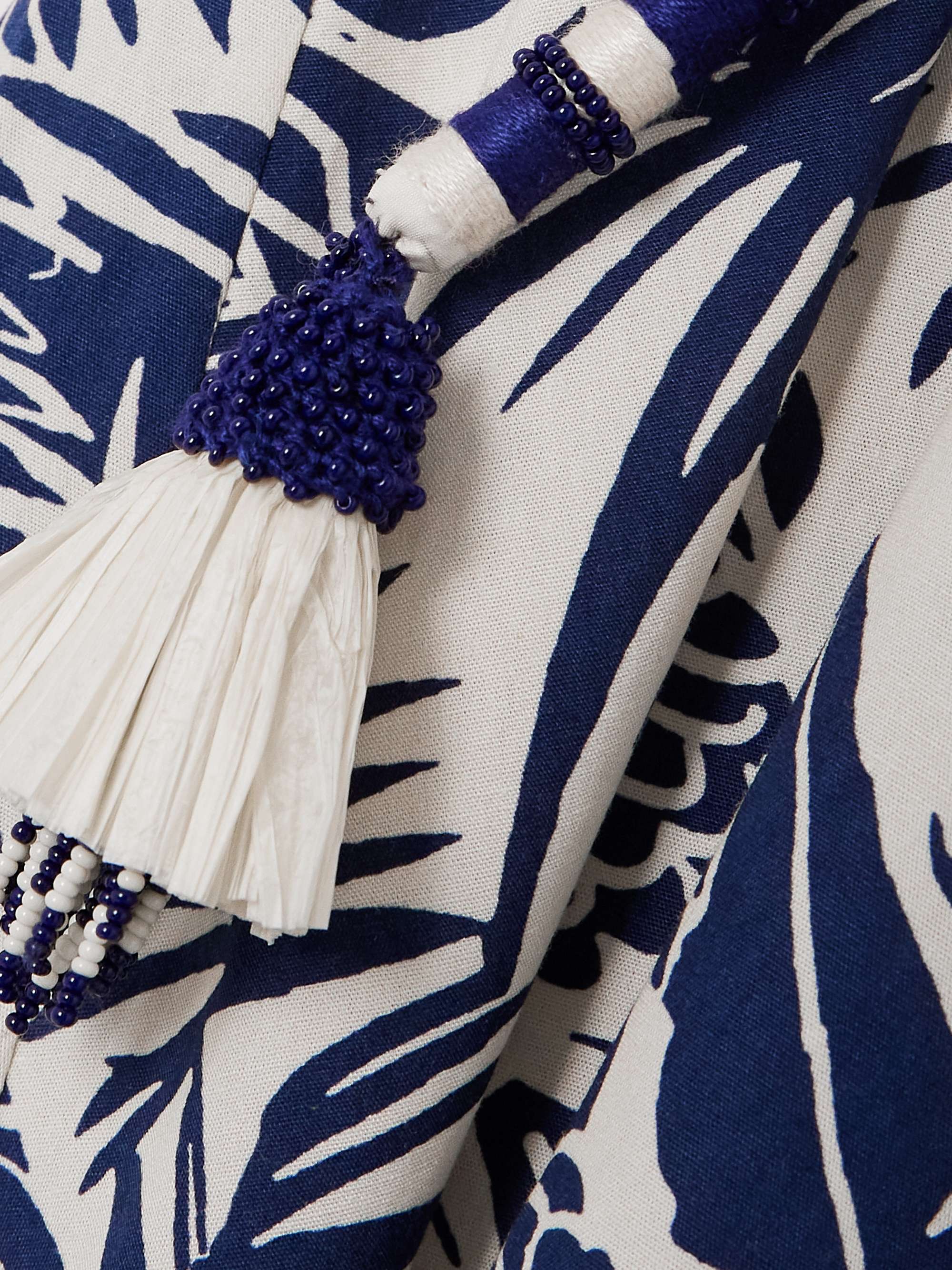 Harmony fringed embellished printed cotton-poplin midi dress view