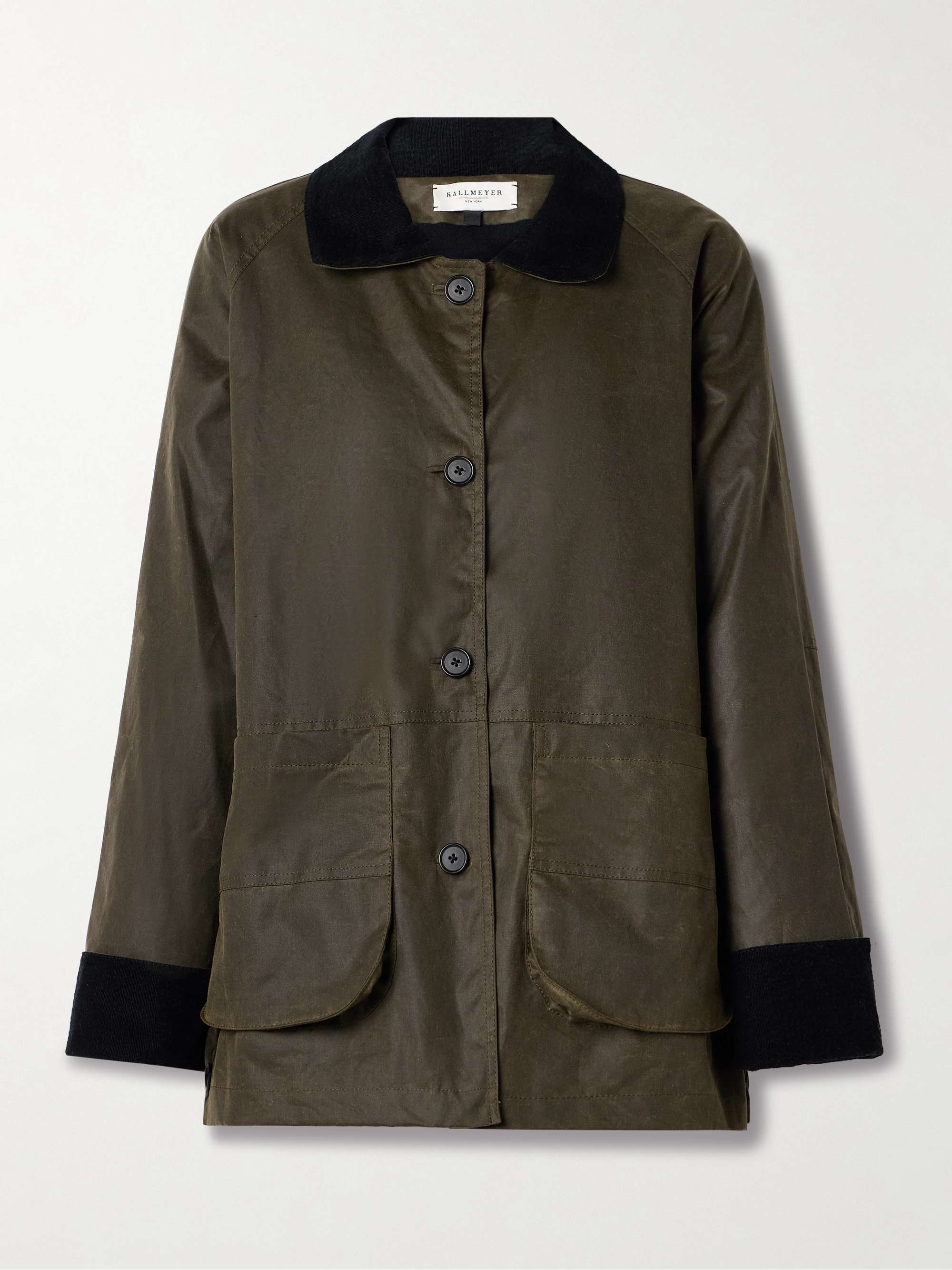 Lottie corduroy-trimmed waxed-cotton jacket hero visual