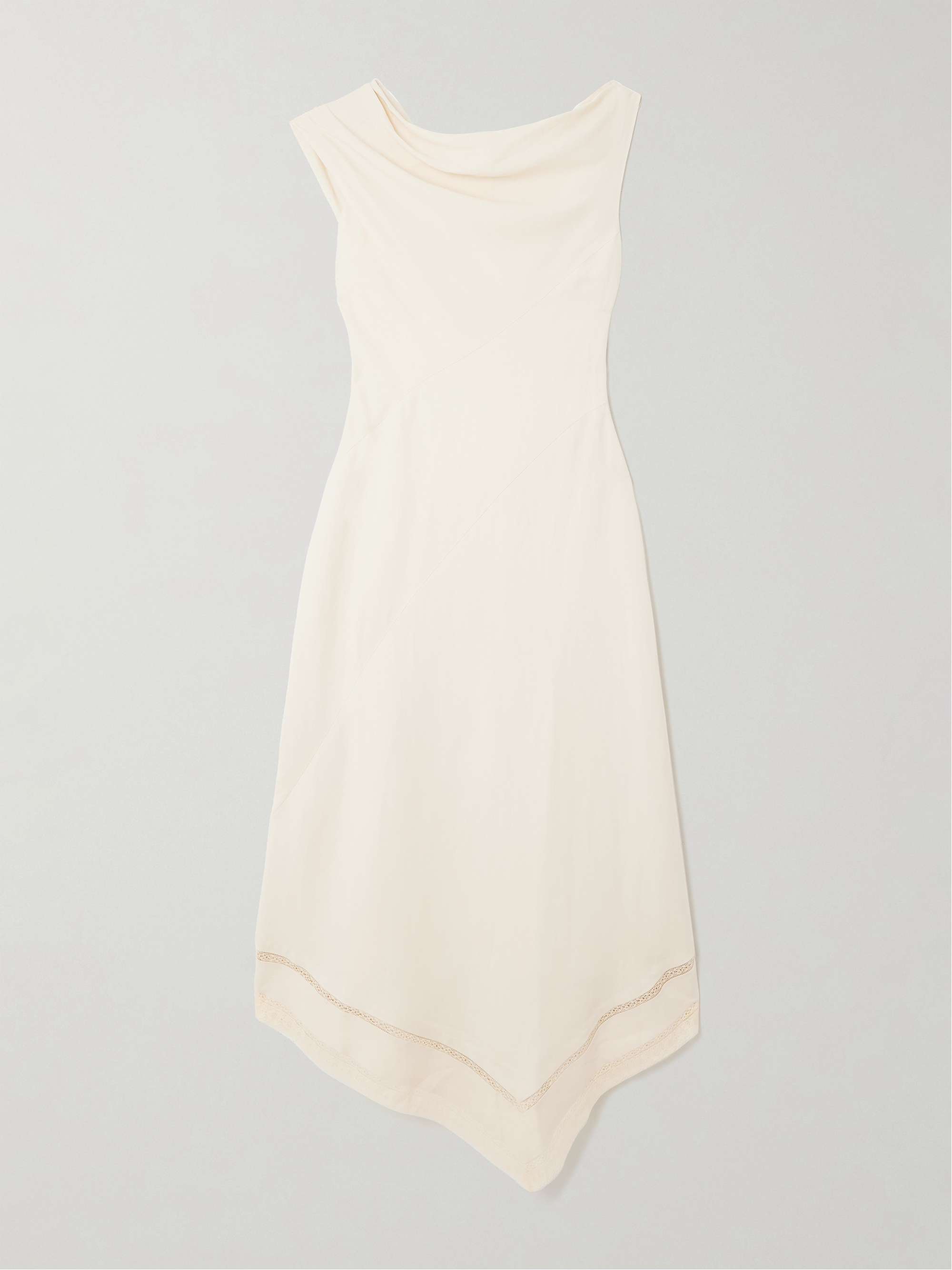 Alva asymmetric lace-trimmed woven midi dress hero visual
