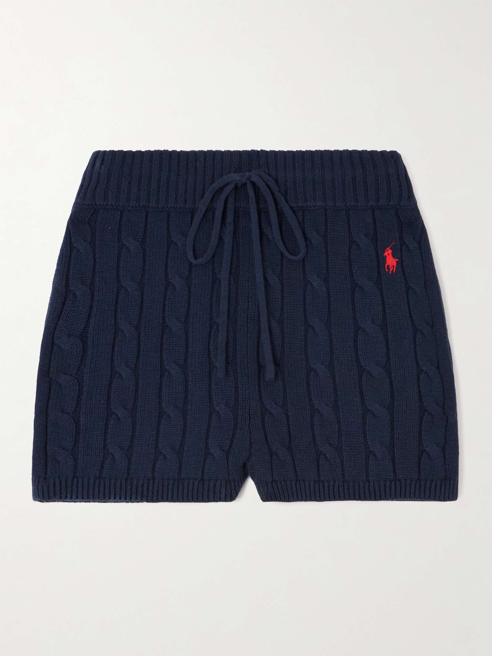 Embroidered cable-knit cotton-blend shorts hero visual