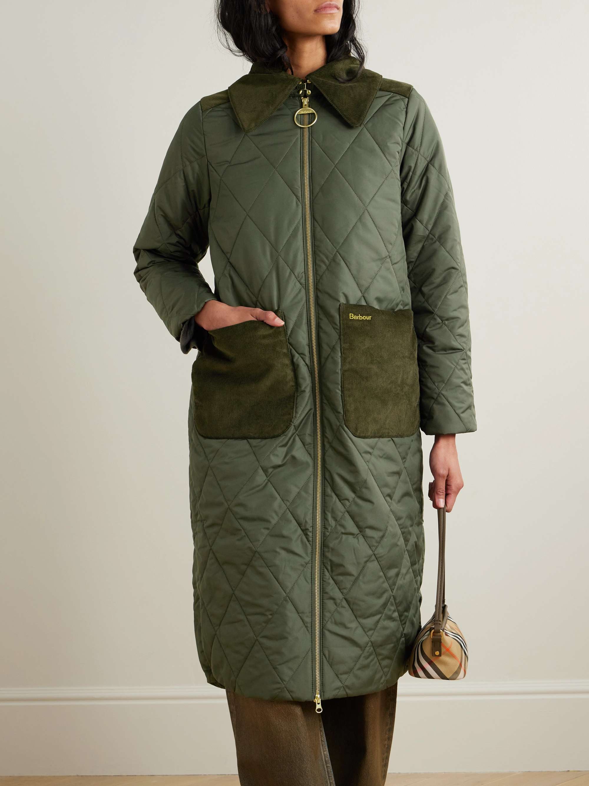 Malton corduroy-trimmed quilted padded shell coat view