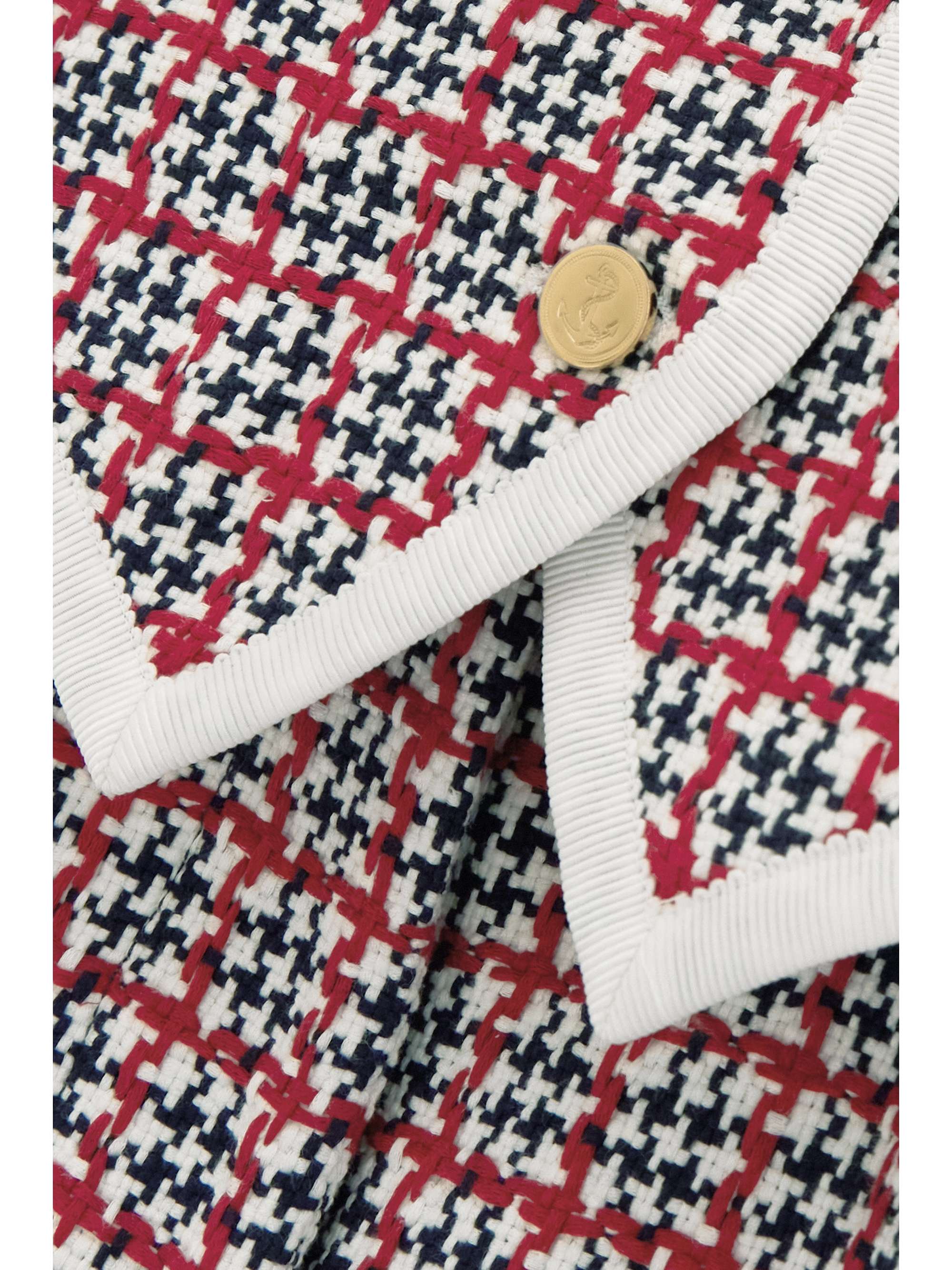Grosgrain-trimmed checked cotton-tweed midi dress view