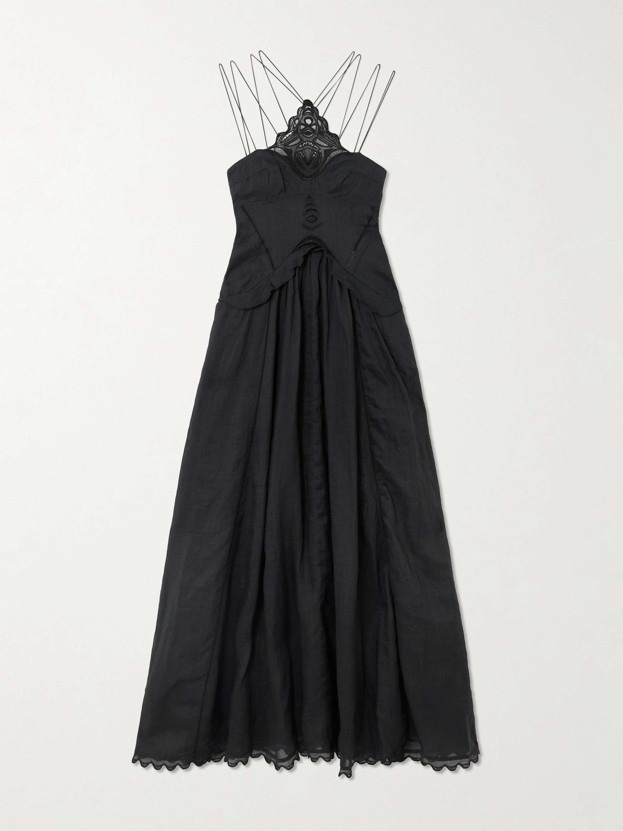Lindy lace-trimmed embroidered ramie maxi dress hero visual