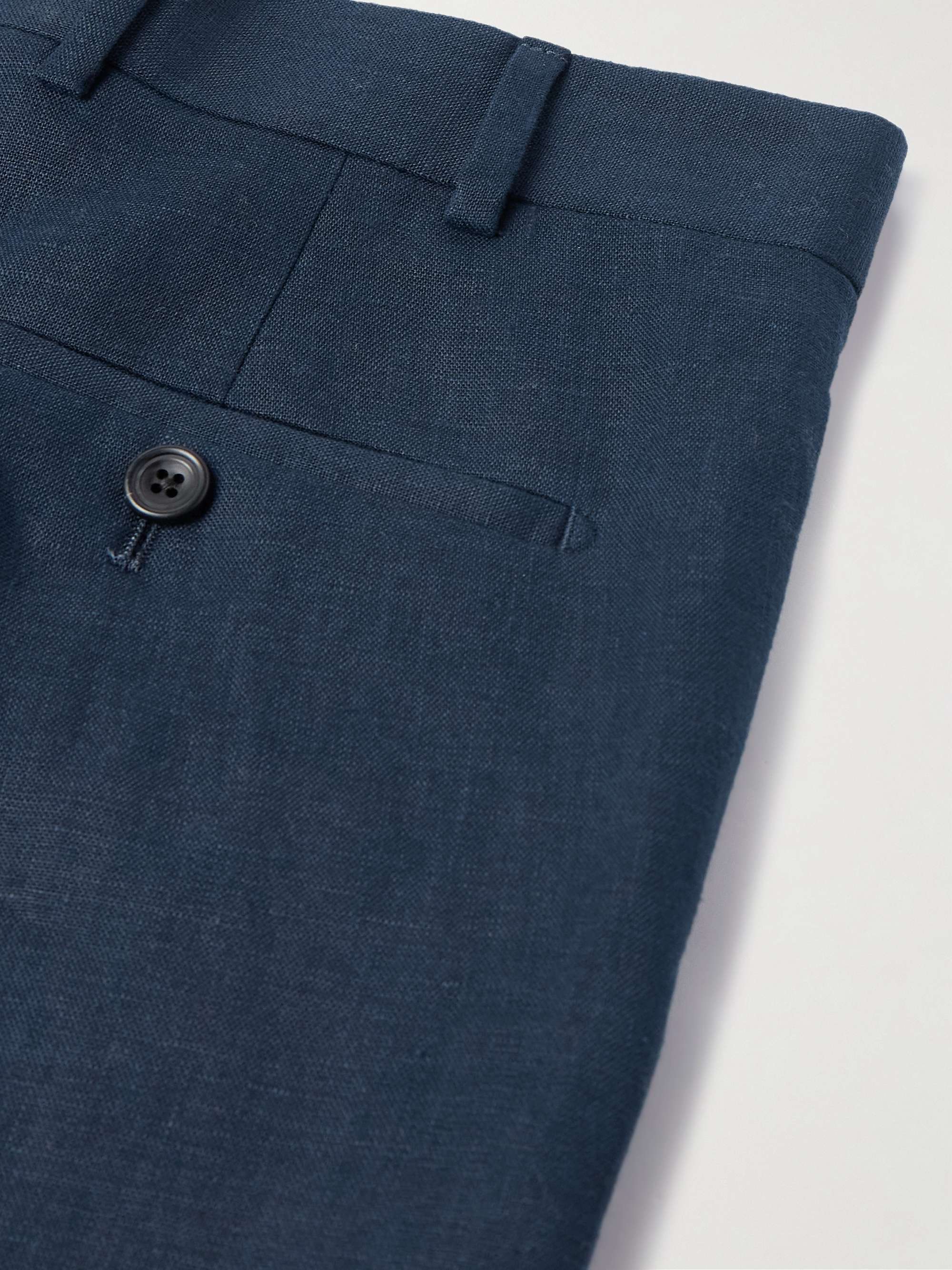 Slim-Fit Straight-Leg Linen Shorts view