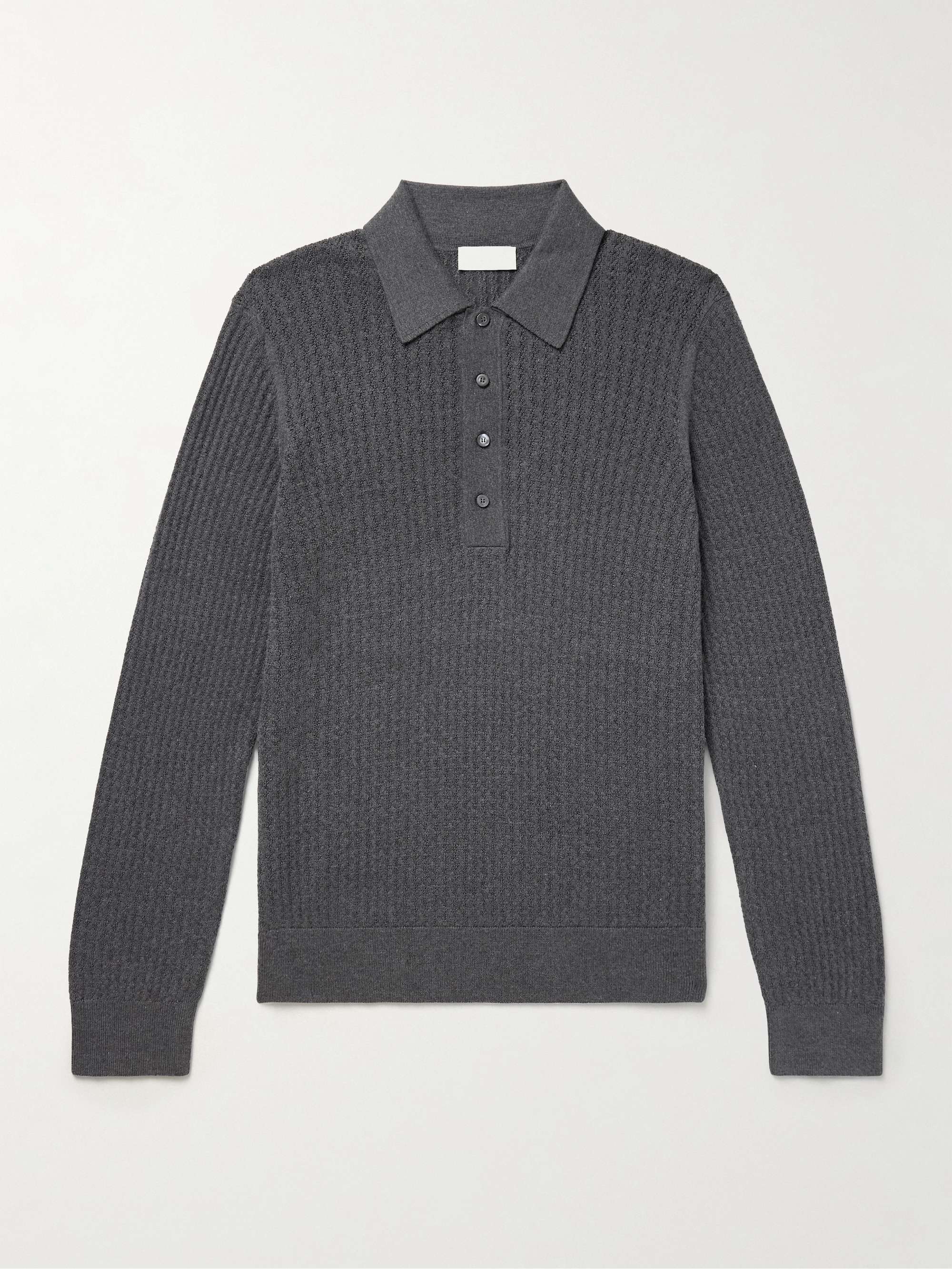 Pointelle-Knit Cotton and Cashmere-Blend Polo Shirt hero visual
