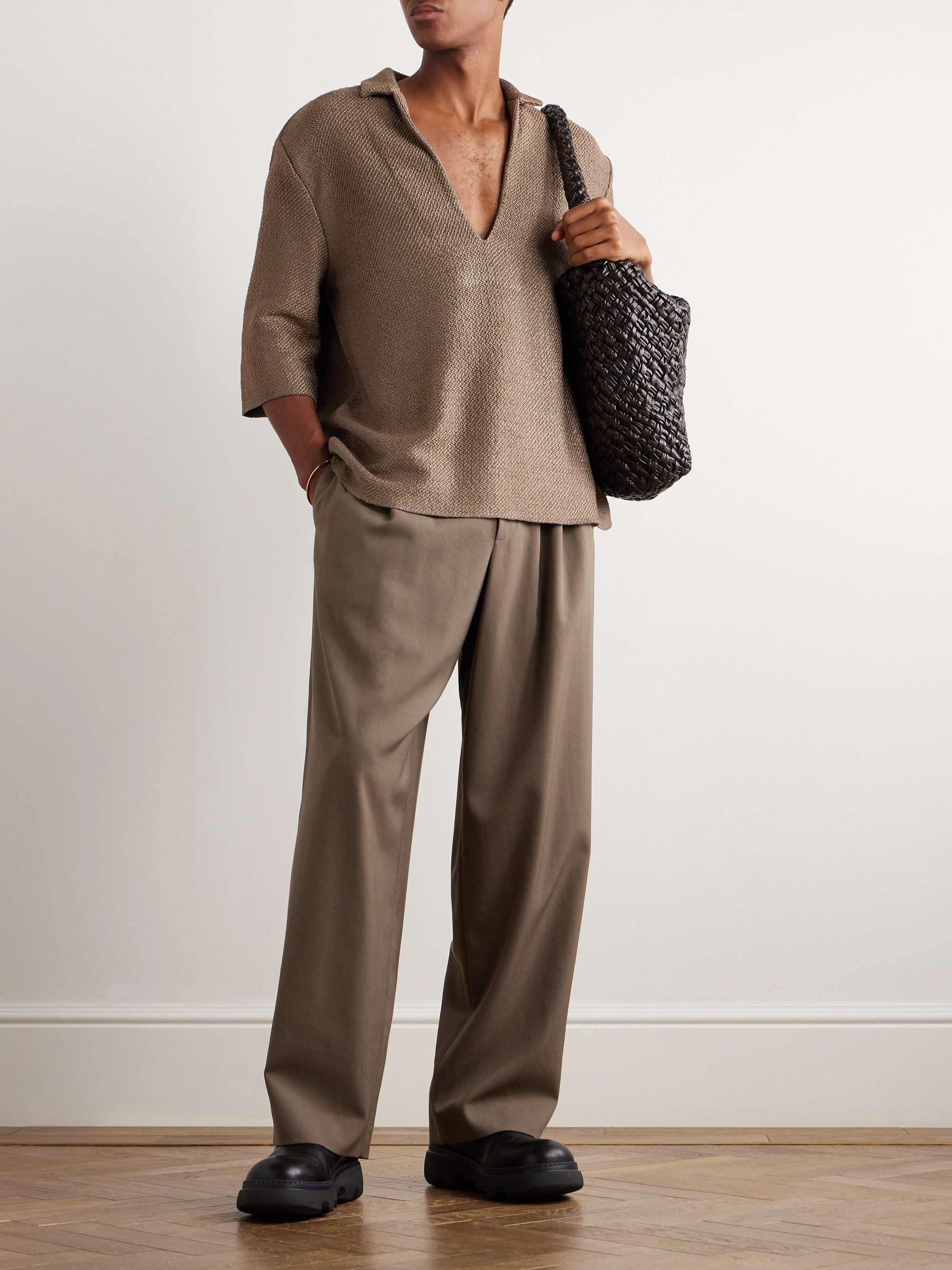 Serengheti Silk and Oasi Linen-Blend Polo Shirt view