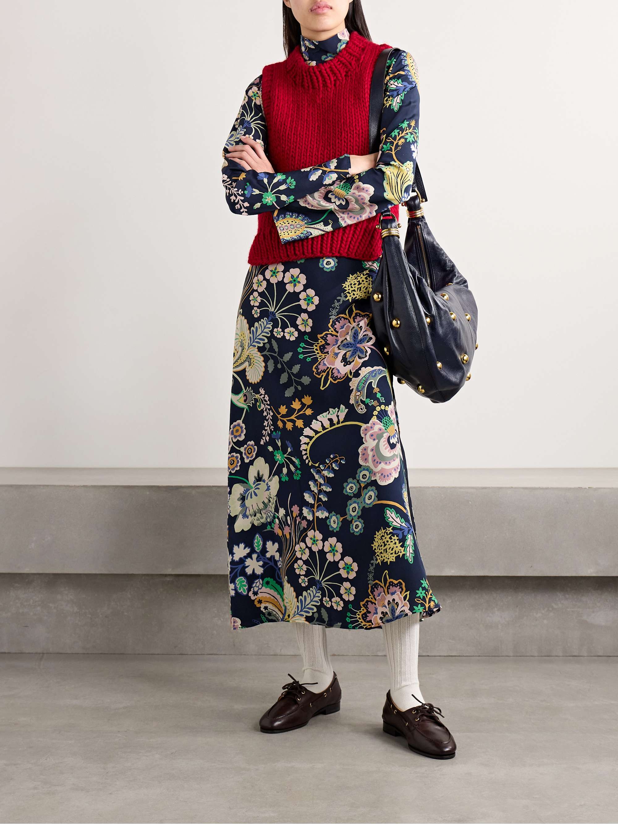 Nia floral-print silk midi dress view