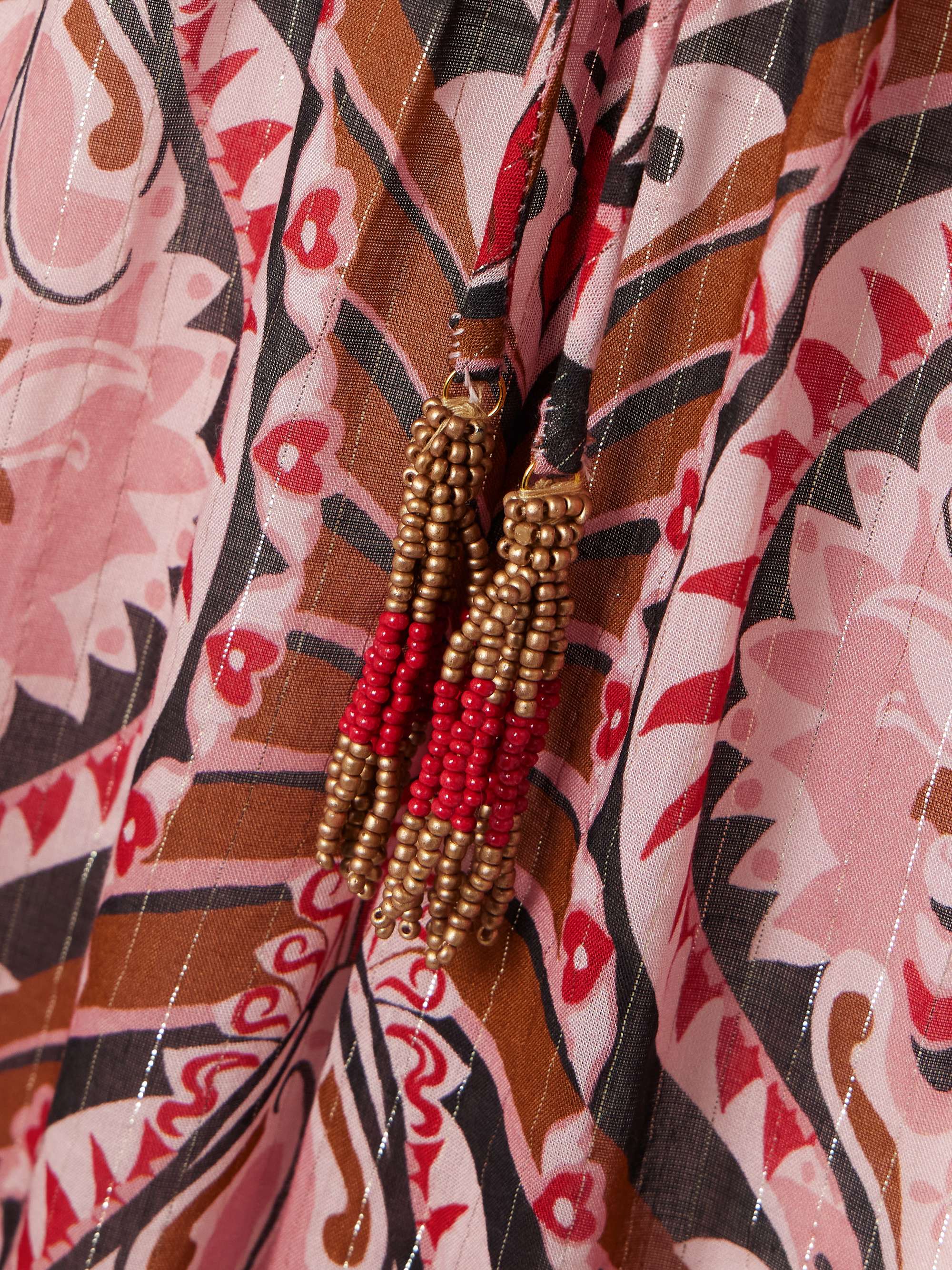 Pineapple Jewelry cropped embellished printed voile wide-leg pants view
