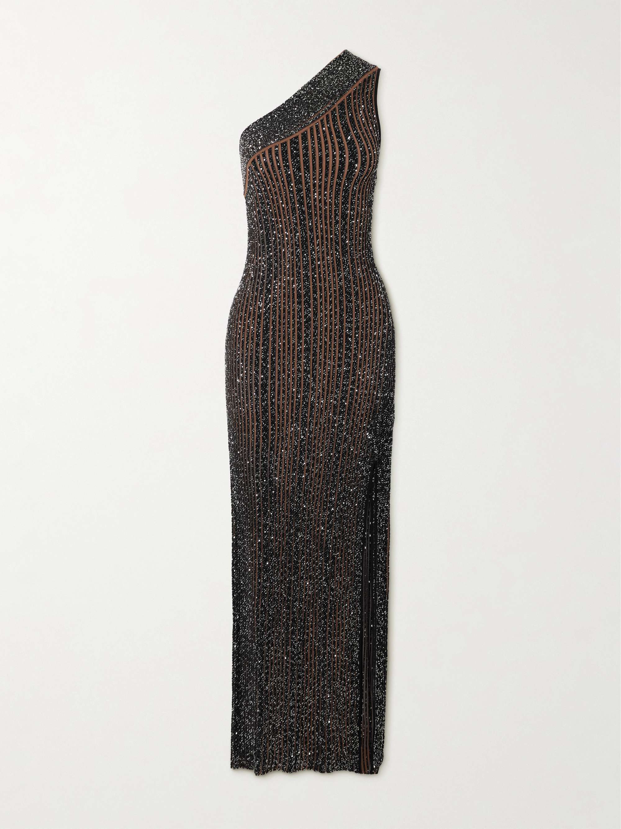 Mare one-shoulder sequined ribbed-knit maxi dress hero visual