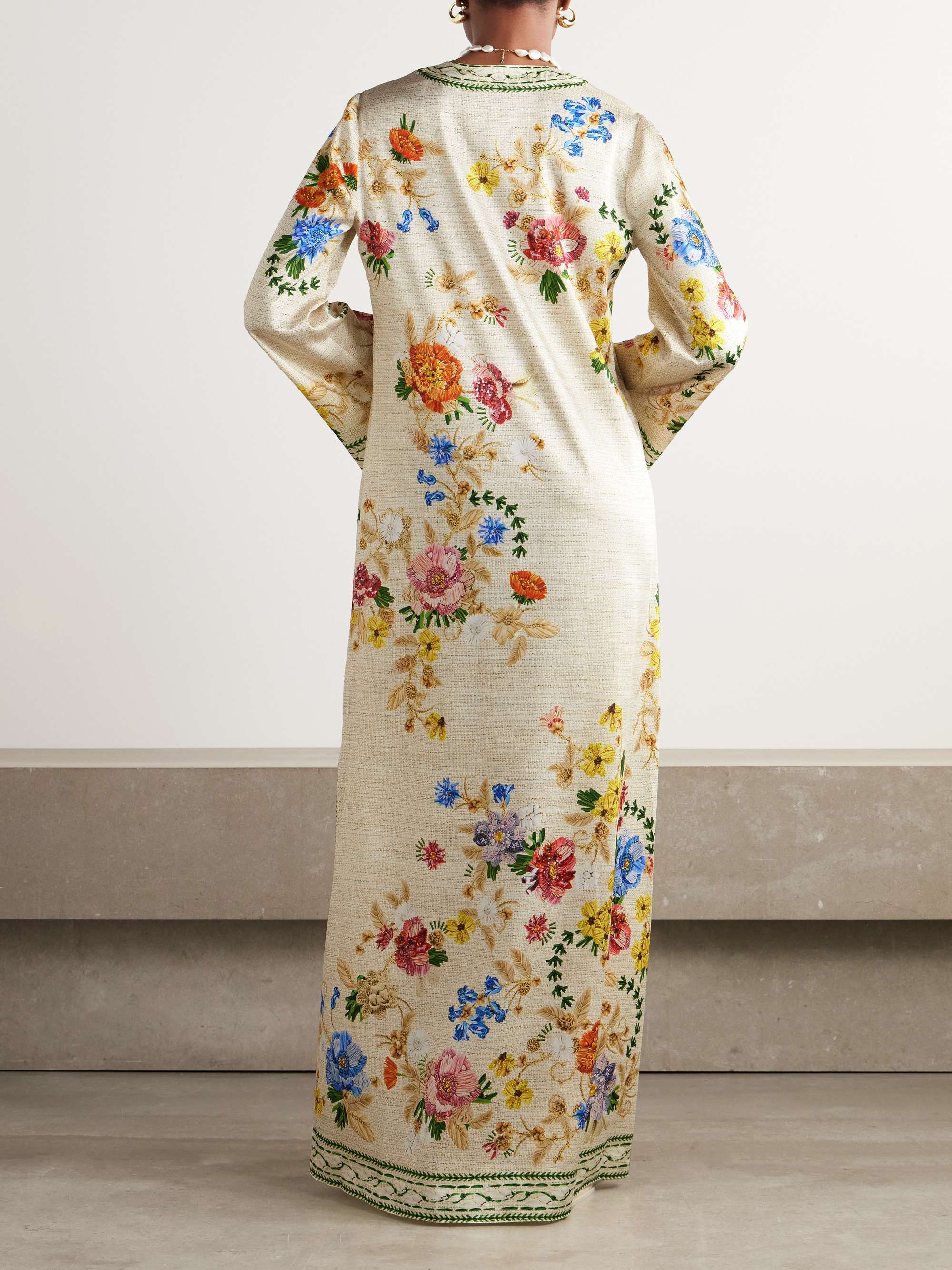 Collins floral-print twill kaftan view