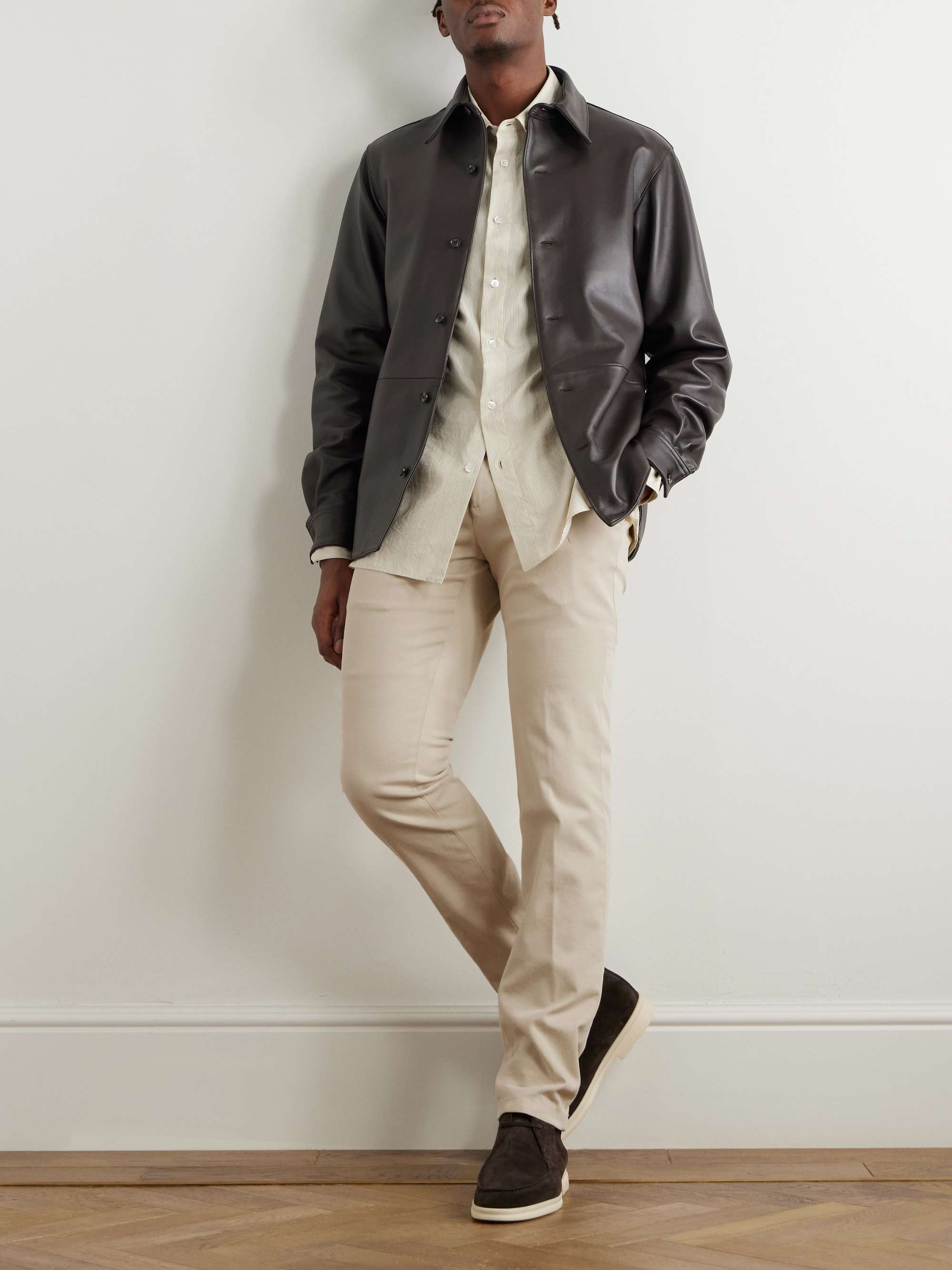 Slim-Fit Straight-Leg Garment-Dyed Stretch-Cotton Twill Trousers view