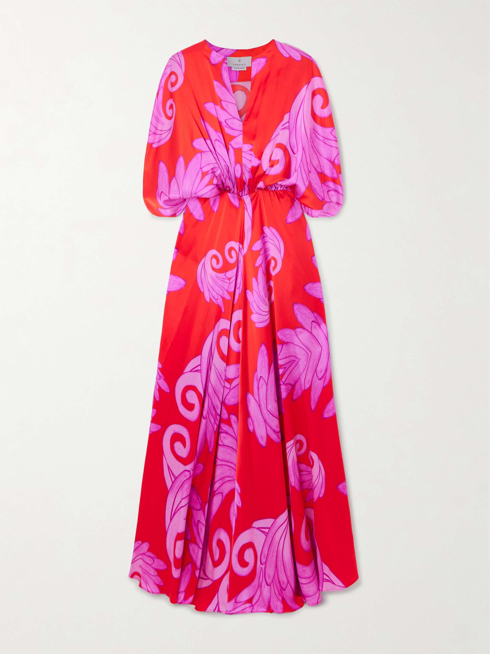 Lydia printed silk-satin maxi dress hero visual