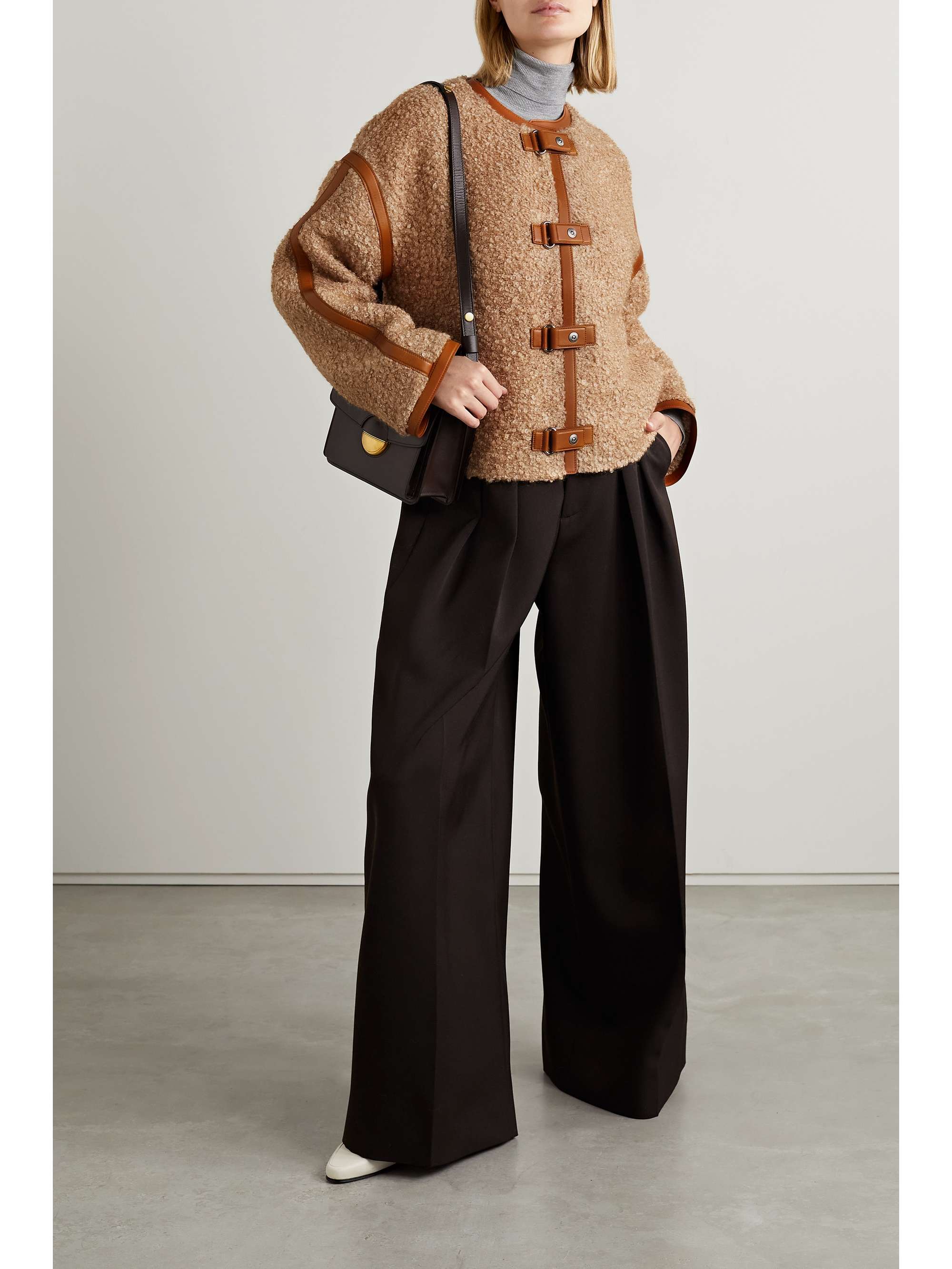 Carina leather-trimmed mohair-blend bouclé jacket view