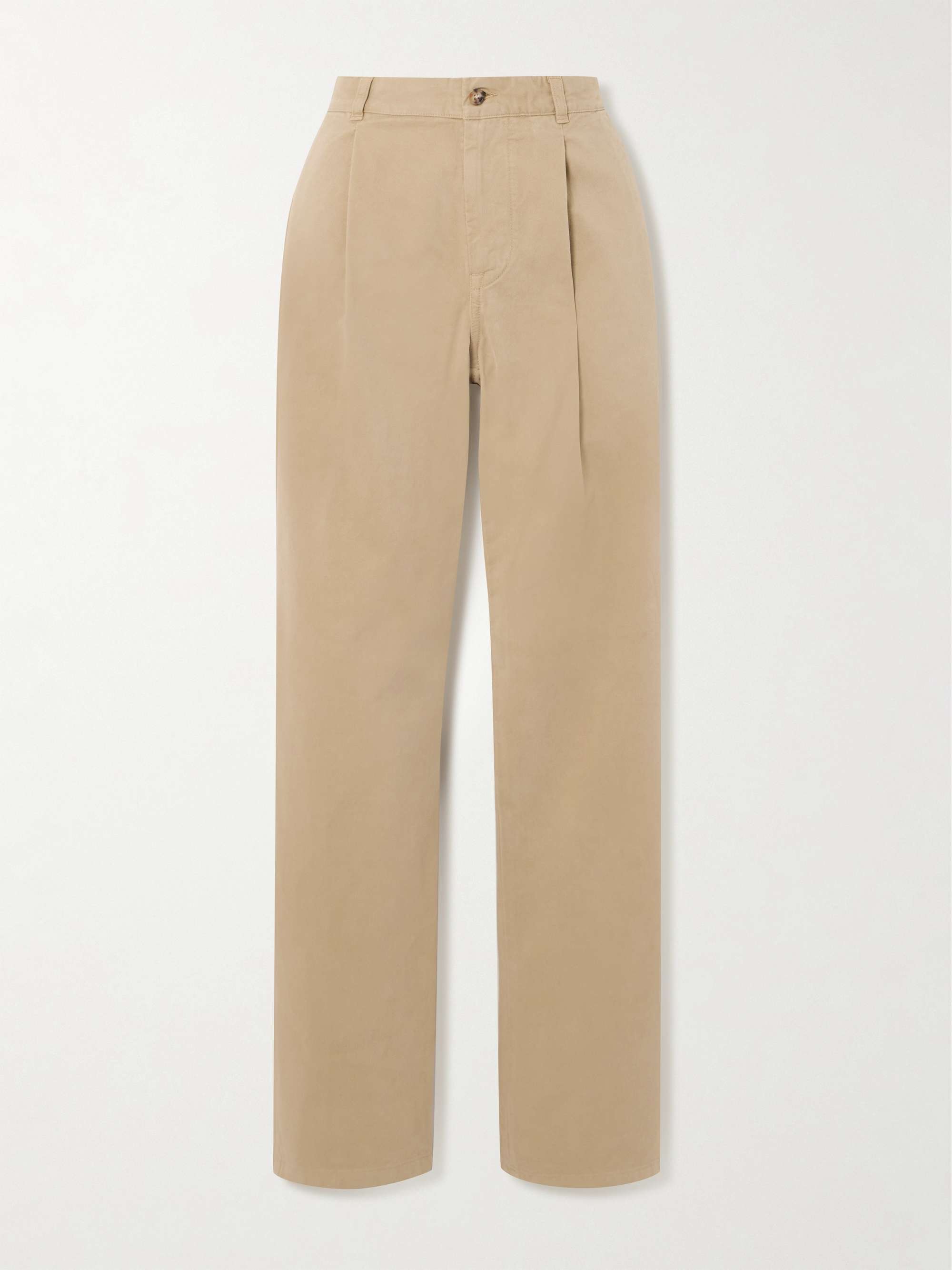 Fallon pleated brushed cotton-twill straight-leg pants hero visual