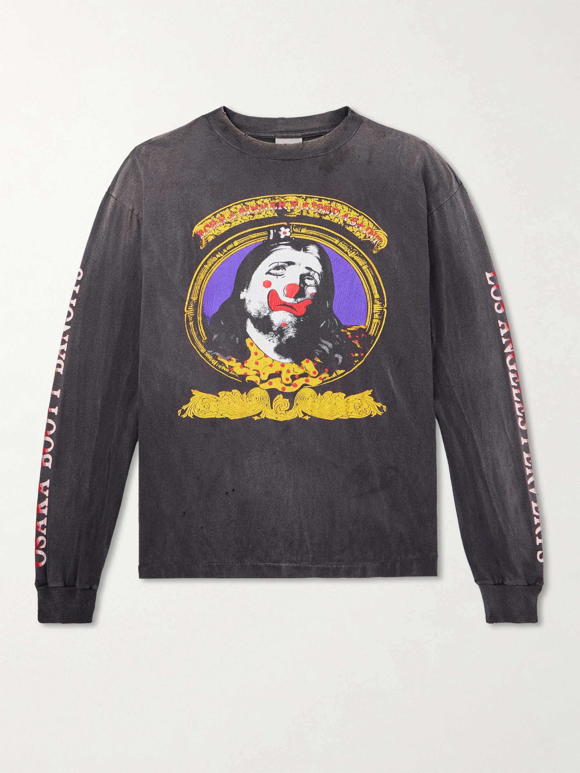 + Born X Raised Clown Distressed Printed Cotton-Jersey T-Shirt hero visual