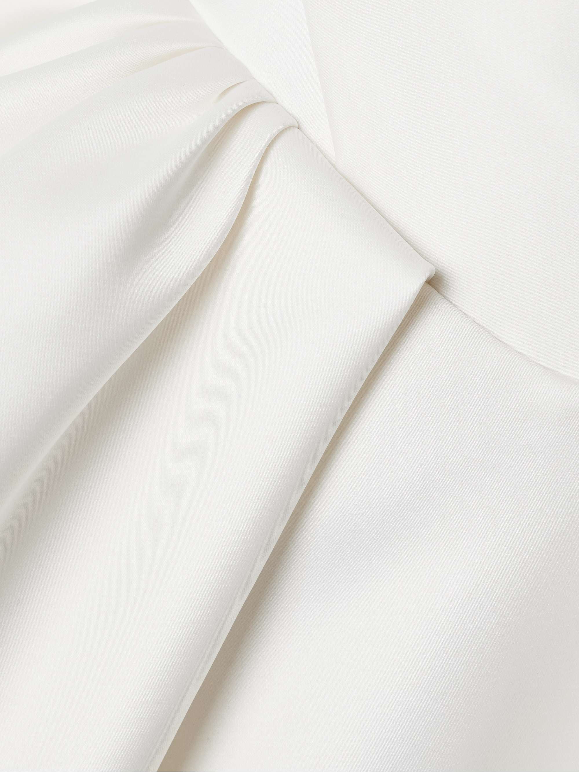 Bagatelle off-the-shoulder gathered duchesse silk-satin mini dress view