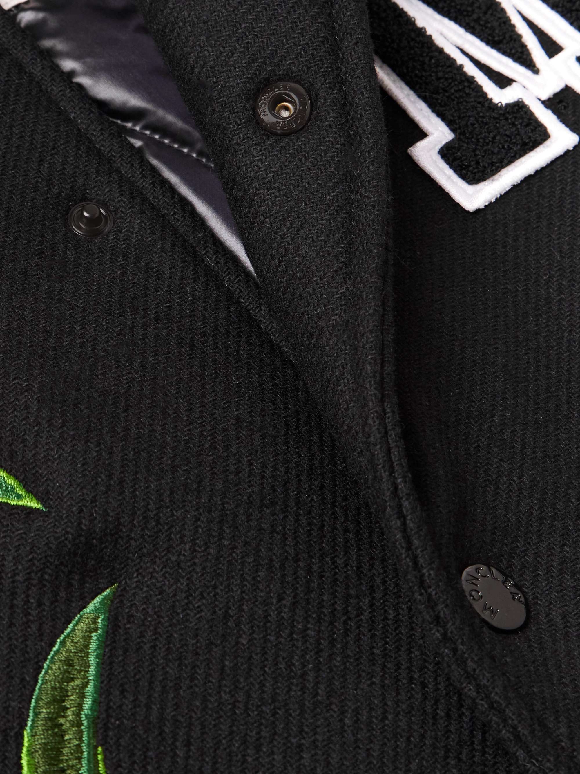 7 Moncler FRGMT Hiroshi Fujiwara Celsia Wool-Blend Felt and Full-Grain Leather Down Varsity Jacket view