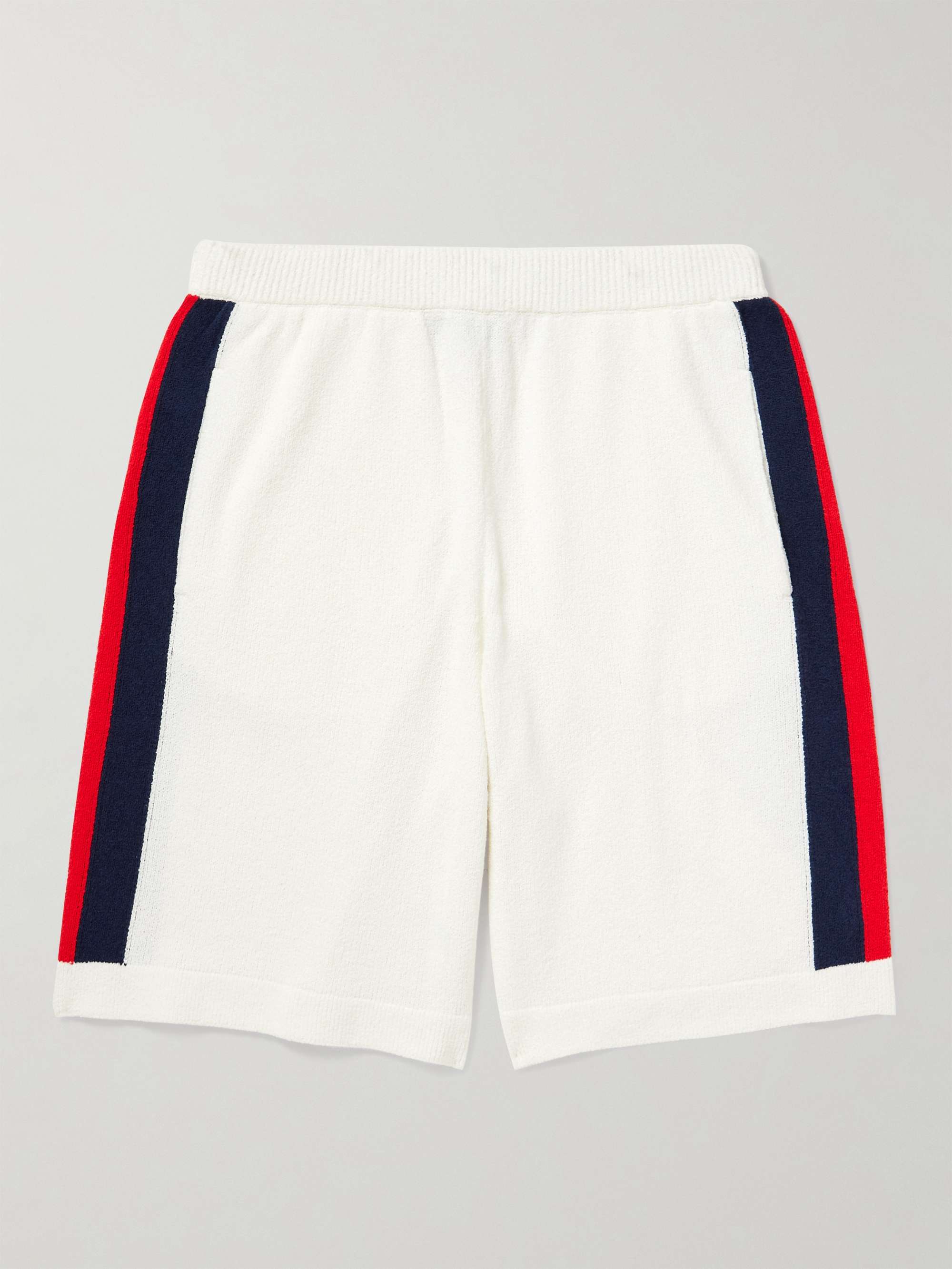 Straight-Leg Striped Cotton-Blend Shorts hero visual