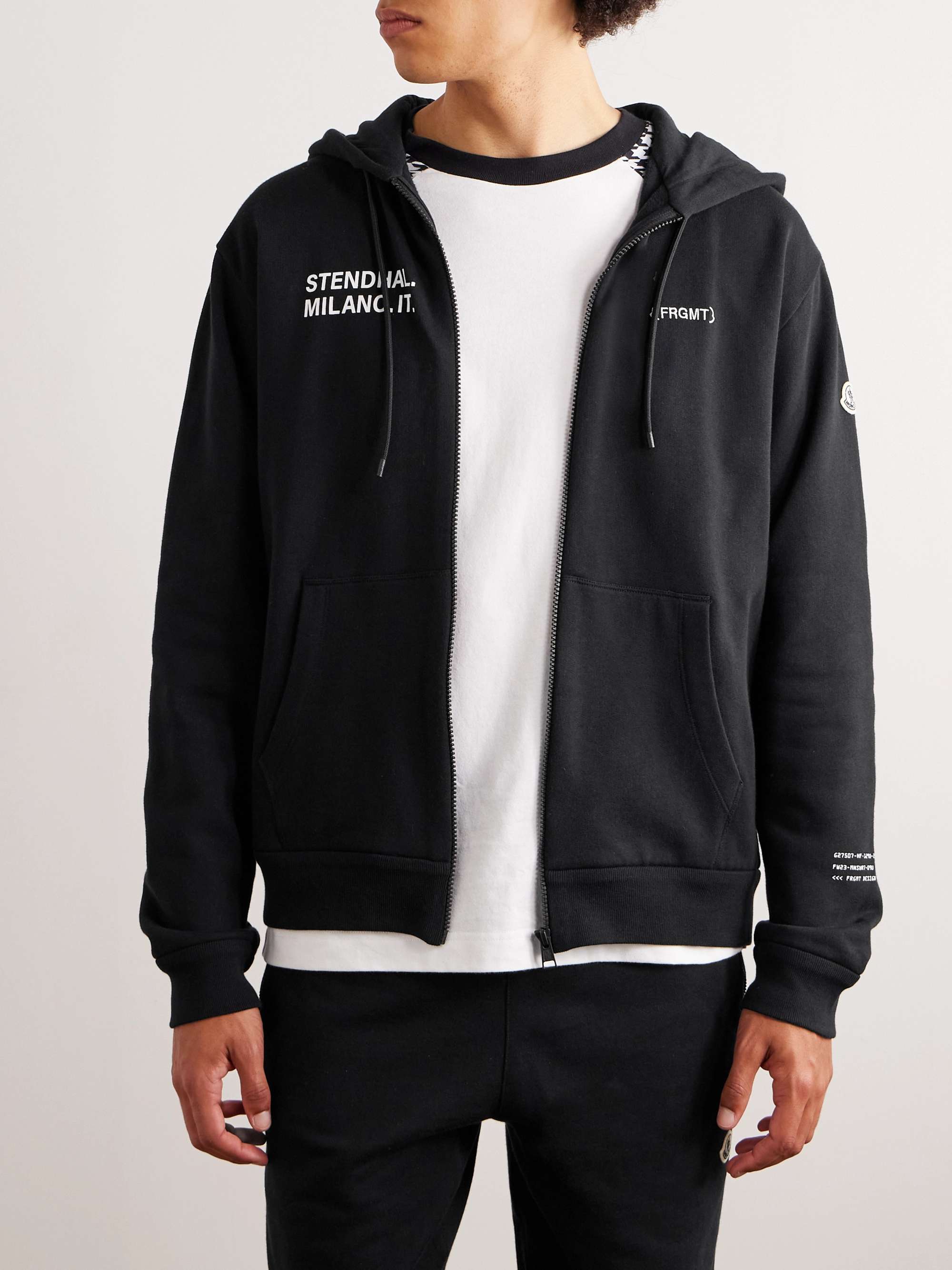 7 Moncler FRGMT Hiroshi Fujiwara Logo-Print Cotton-Jersey Hoodie view